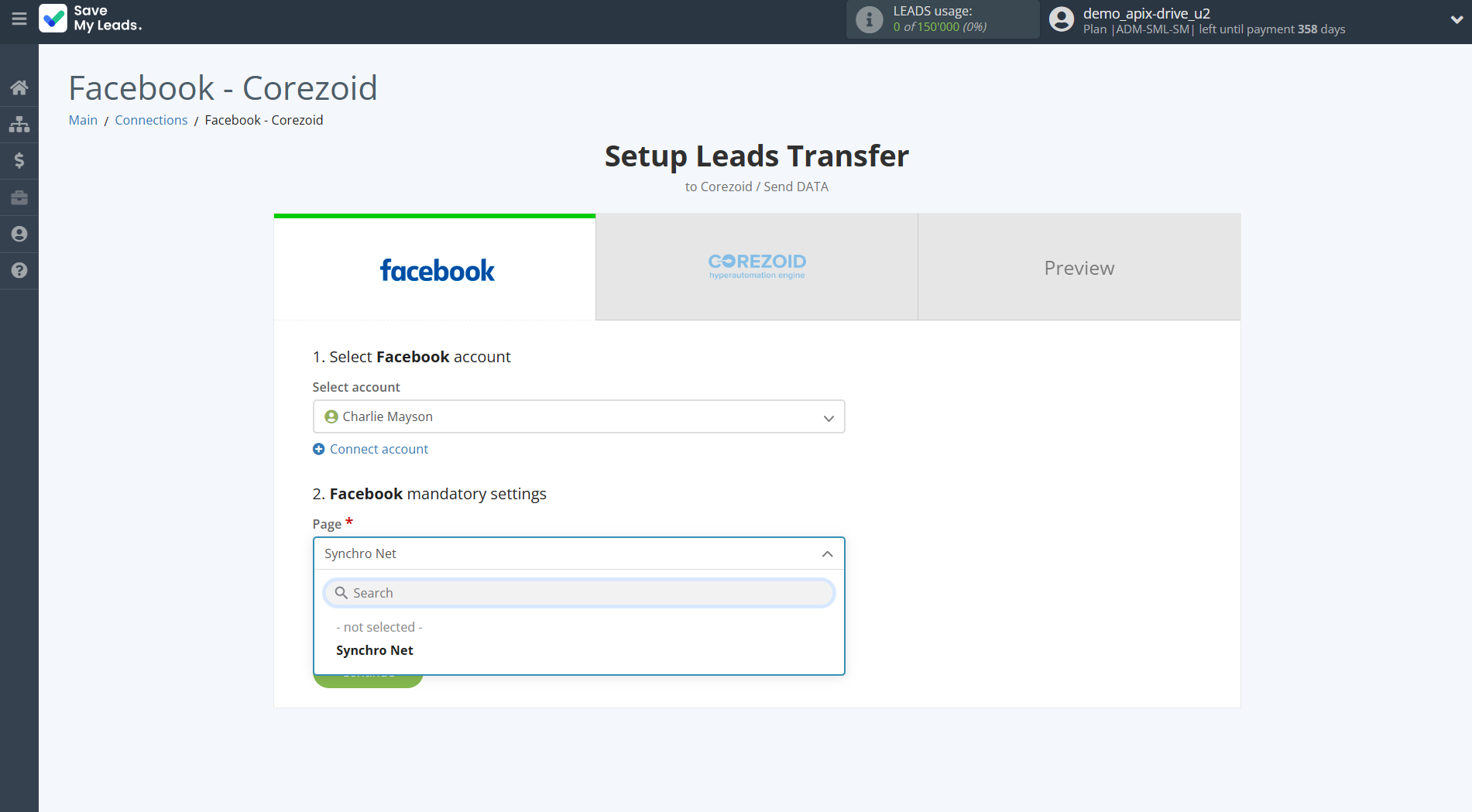 How to Connect Facebook with Corezoid | Data Source account connection