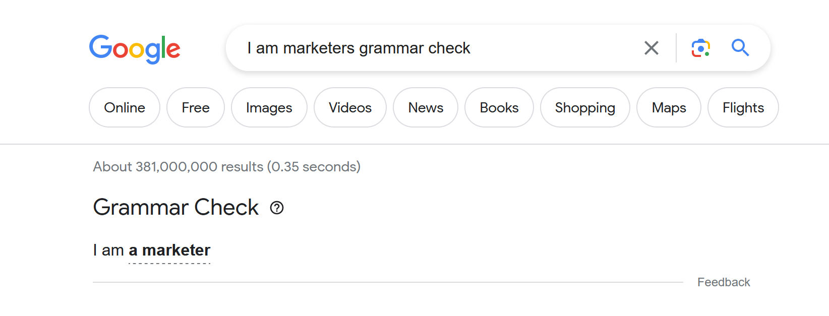 Grammar Check in Google Search