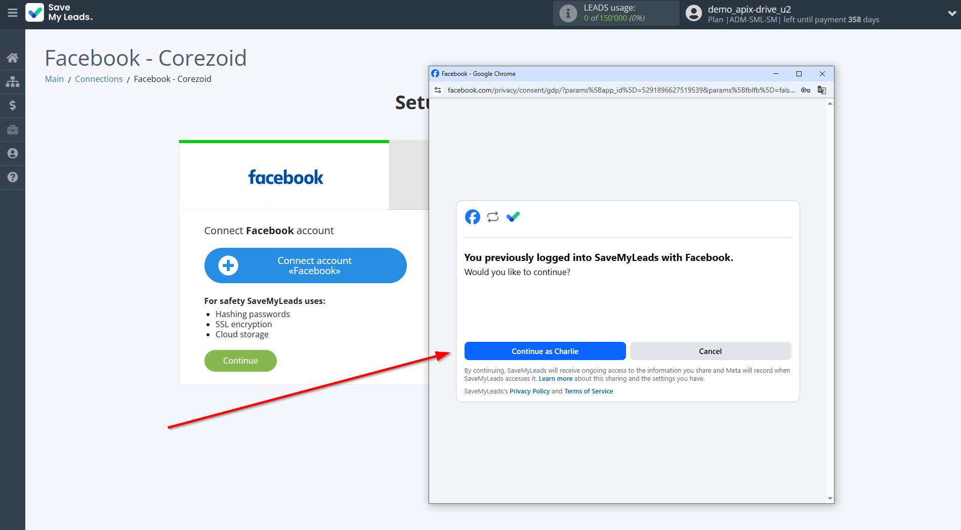 How to Connect Facebook with Corezoid | Data Source account connection