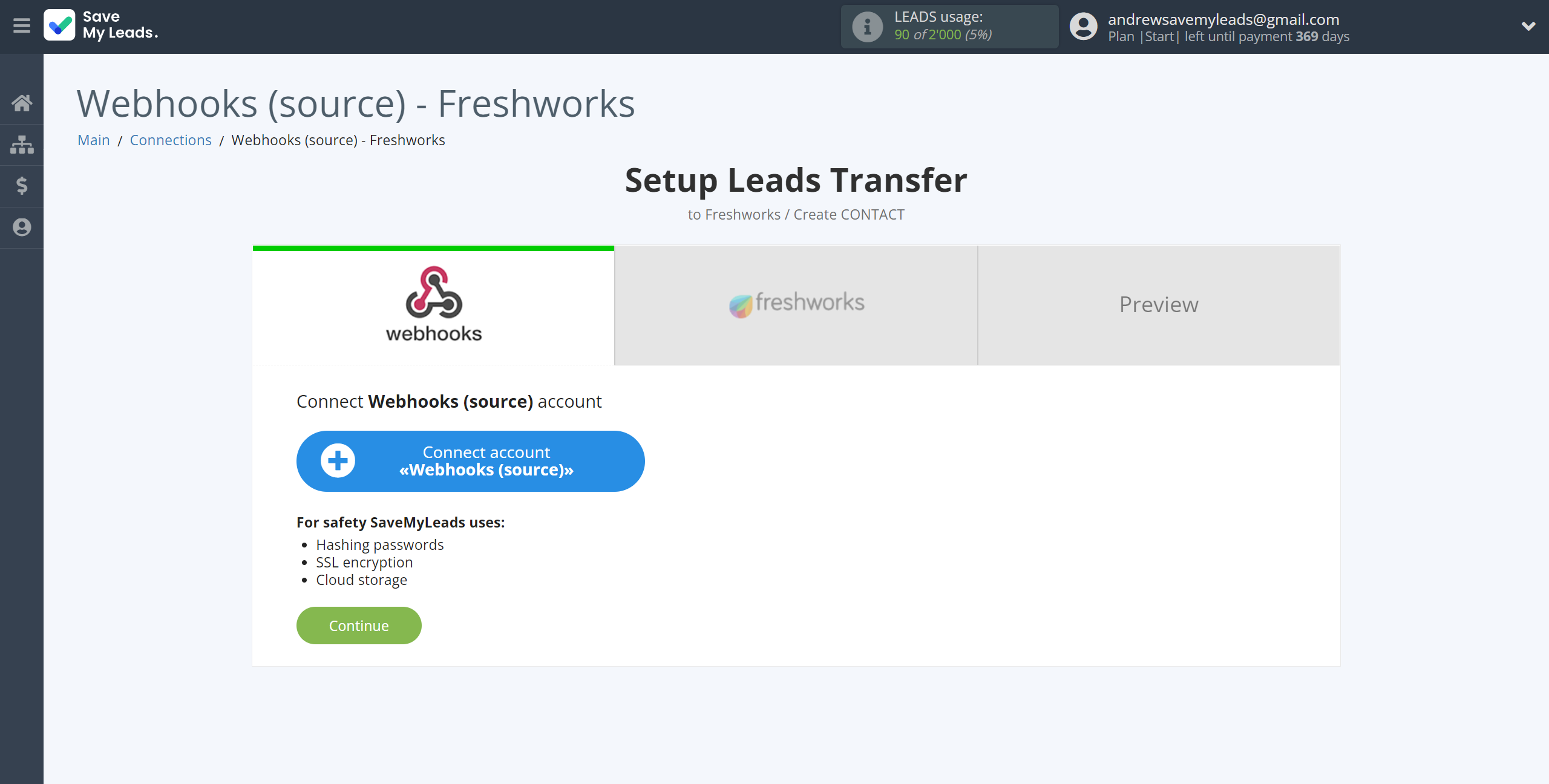 How to Connect Webhooks with Freshworks Create Contacts | Data Source account