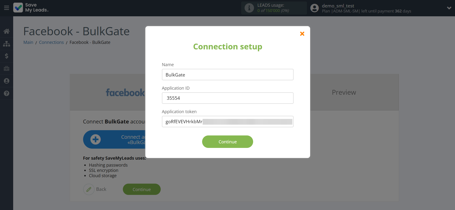 How to Connect Facebook with BulkGate | Data Destination account connection