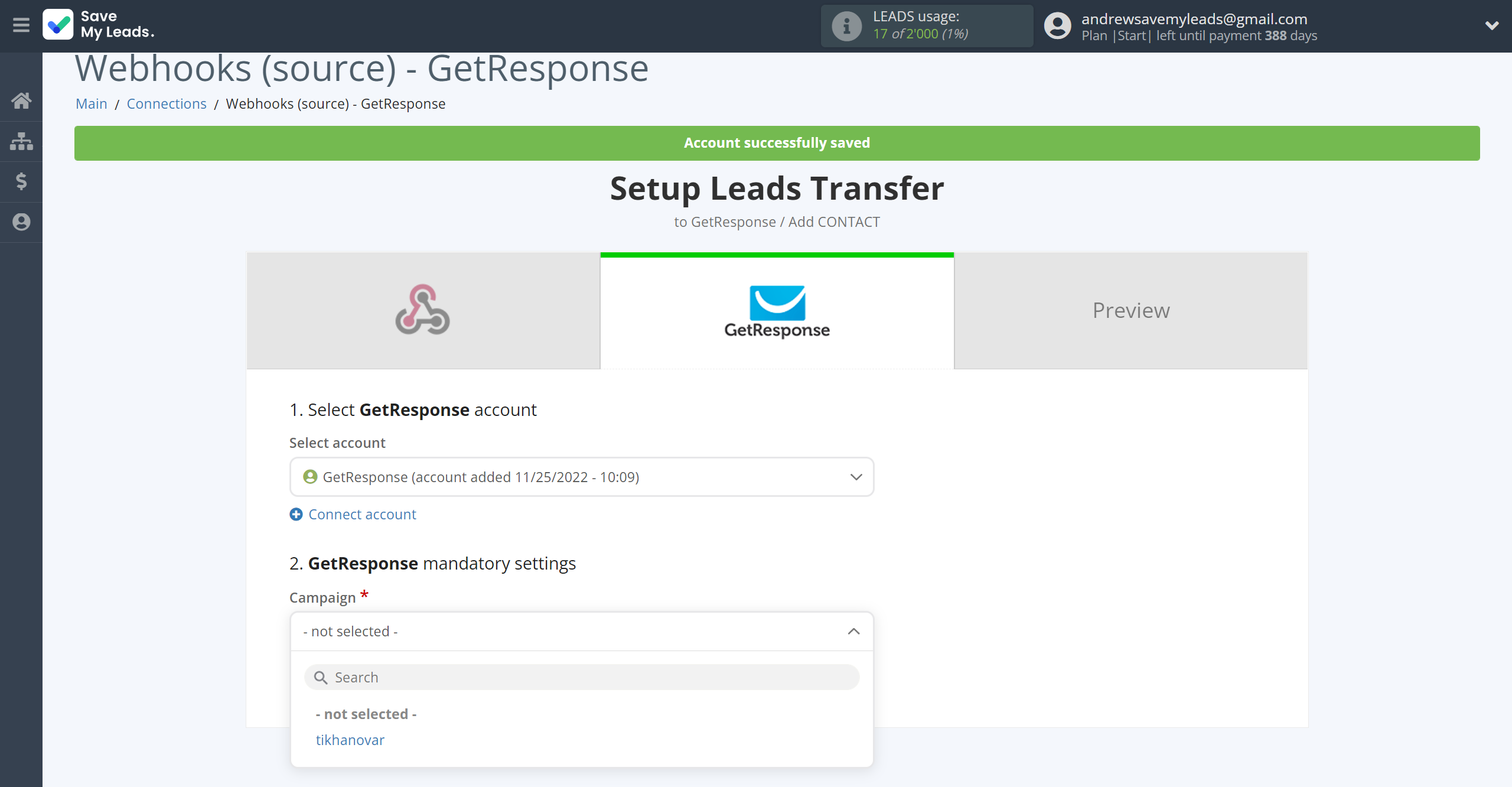 How to Connect Webhooks with GetResponse | Assigning fields