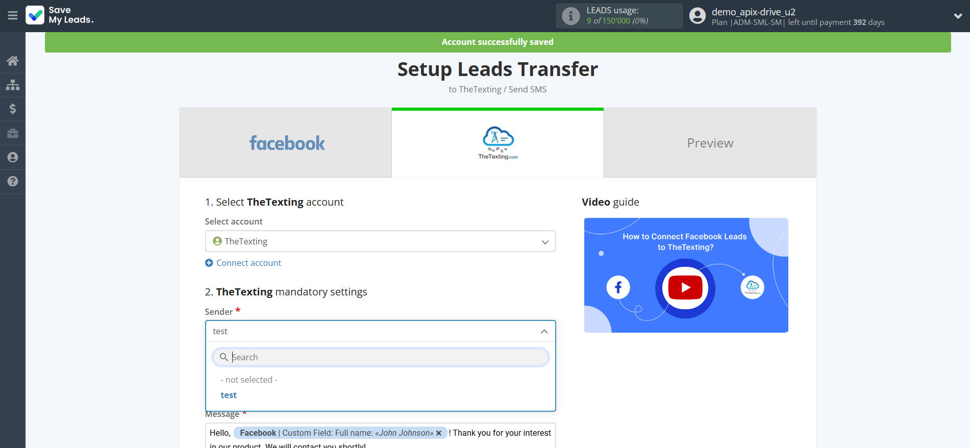 How to Connect Facebook with TheTexting | Assigning fields How to Connect Facebook with TheTexting | Assigning fields