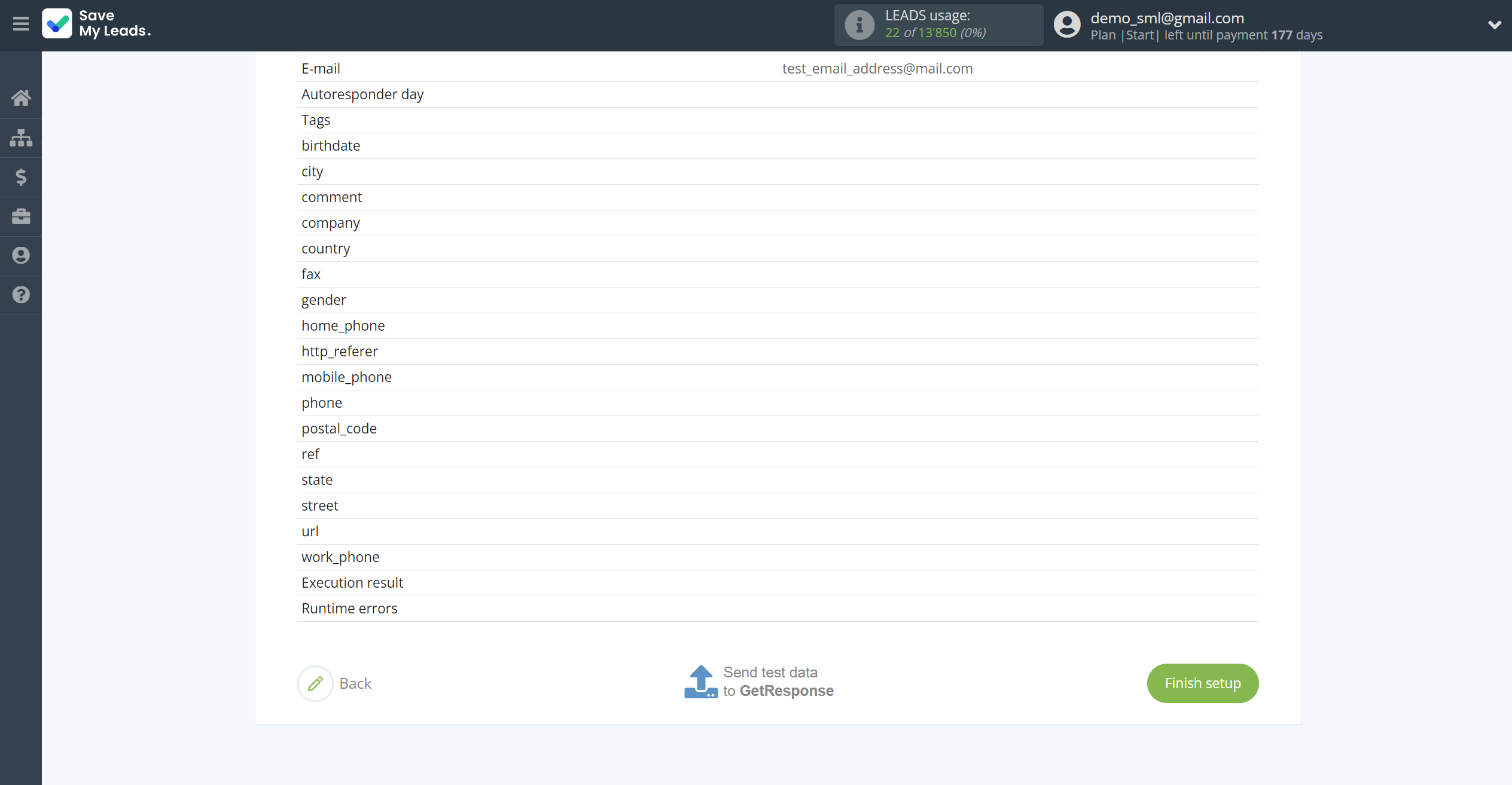 How to Connect TikTok with GetResponse | Test data