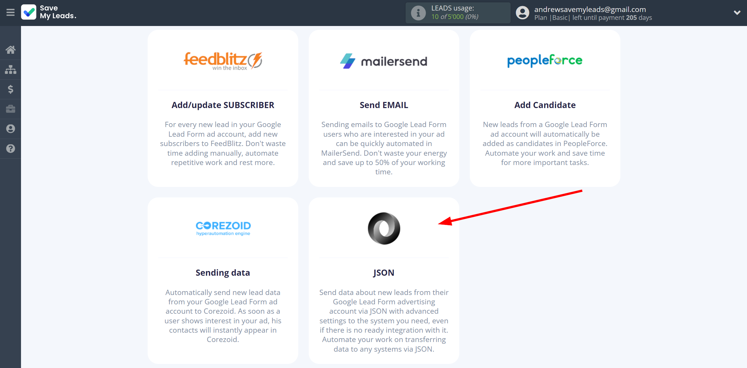 How to Connect Google Lead Form with JSON | Data Destination system selection