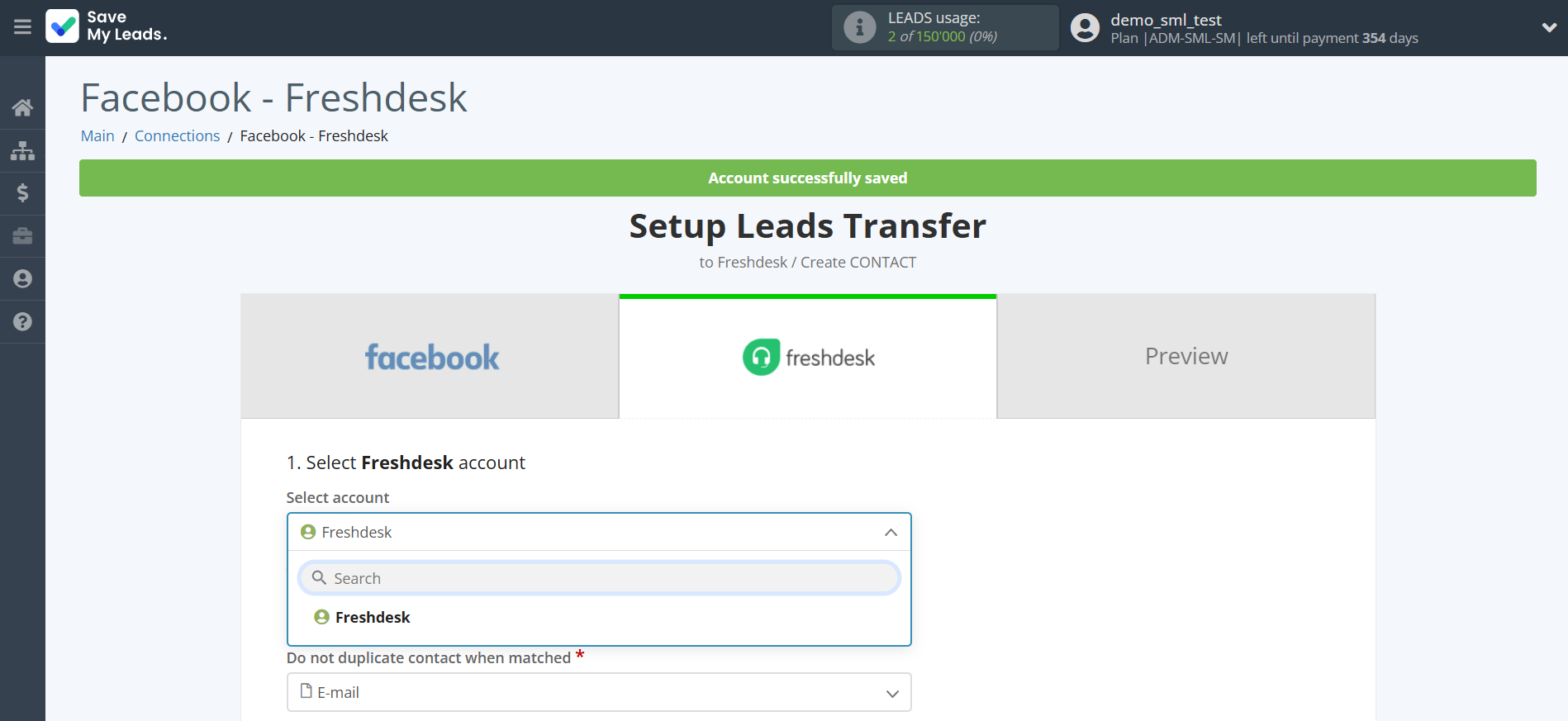 How to Connect Facebook with Freshdesk Create Contacts | Data Destination account selection How to Connect Facebook with Freshdesk Create Contacts | Data Destination account selection