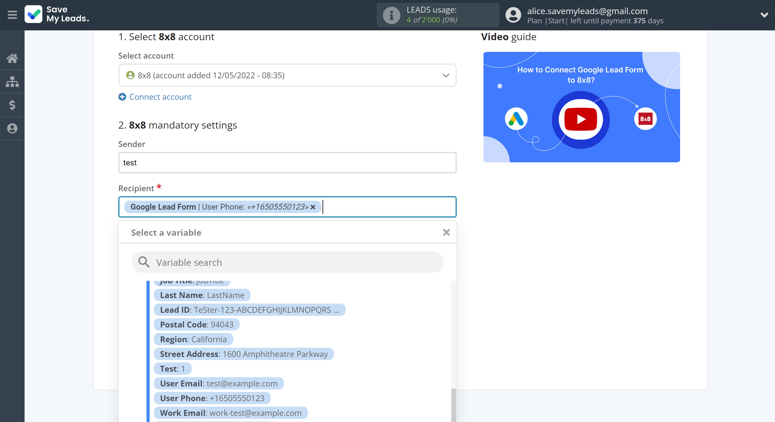 How to Connect Google Lead Form with 8x8 | Assigning fields