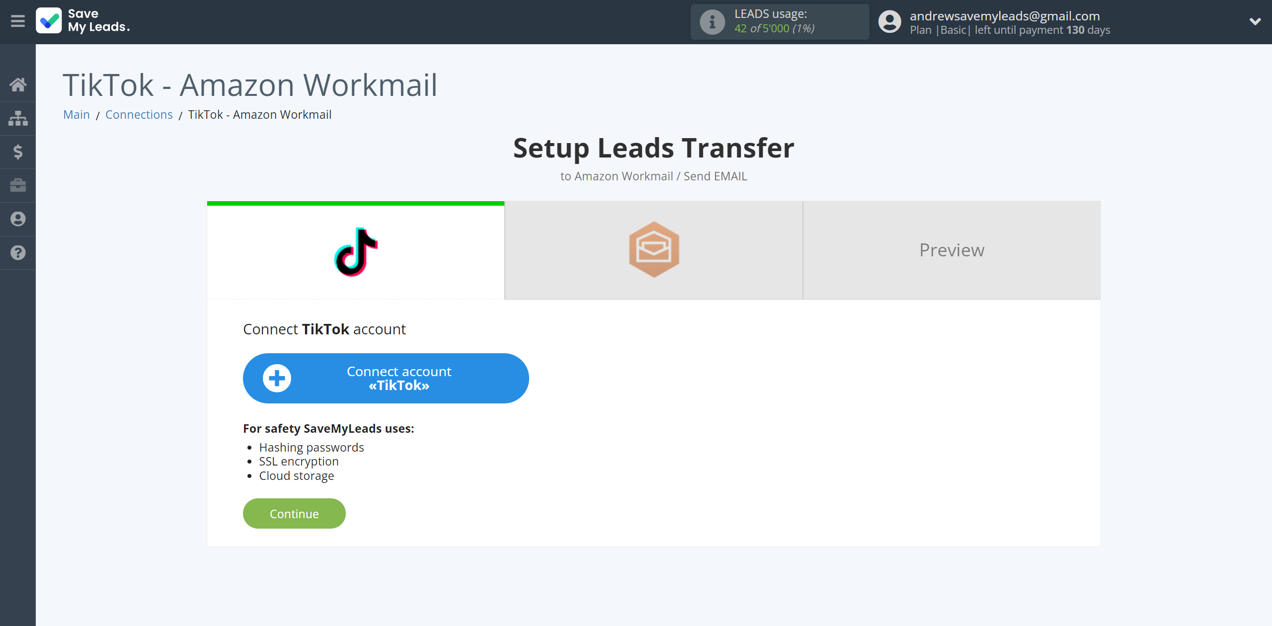 How to Connect TikTok with Amazon Workmail | Data Source account connection