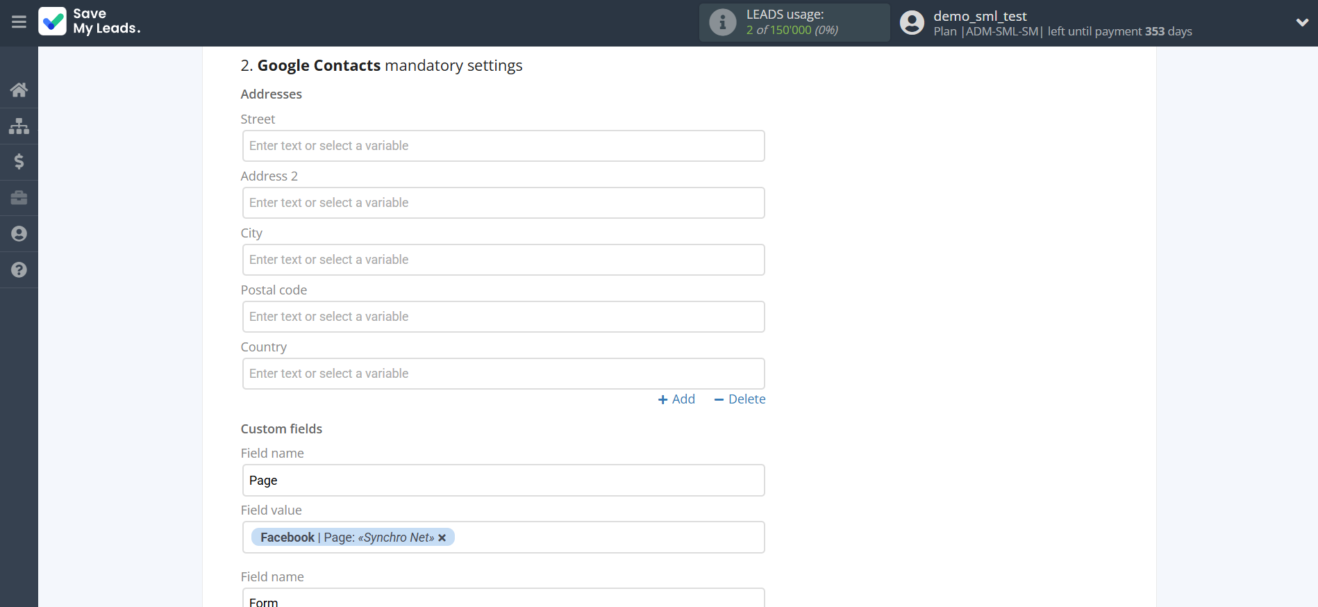 How to Connect Facebook with Google Contacts | Assigning fields How to Connect Facebook with Google Contacts | Assigning fields