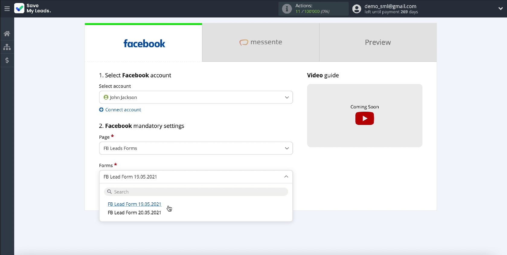 How to set up Facebook and Messente integration | Specify forms How to set up Facebook and Messente integration | Specify forms