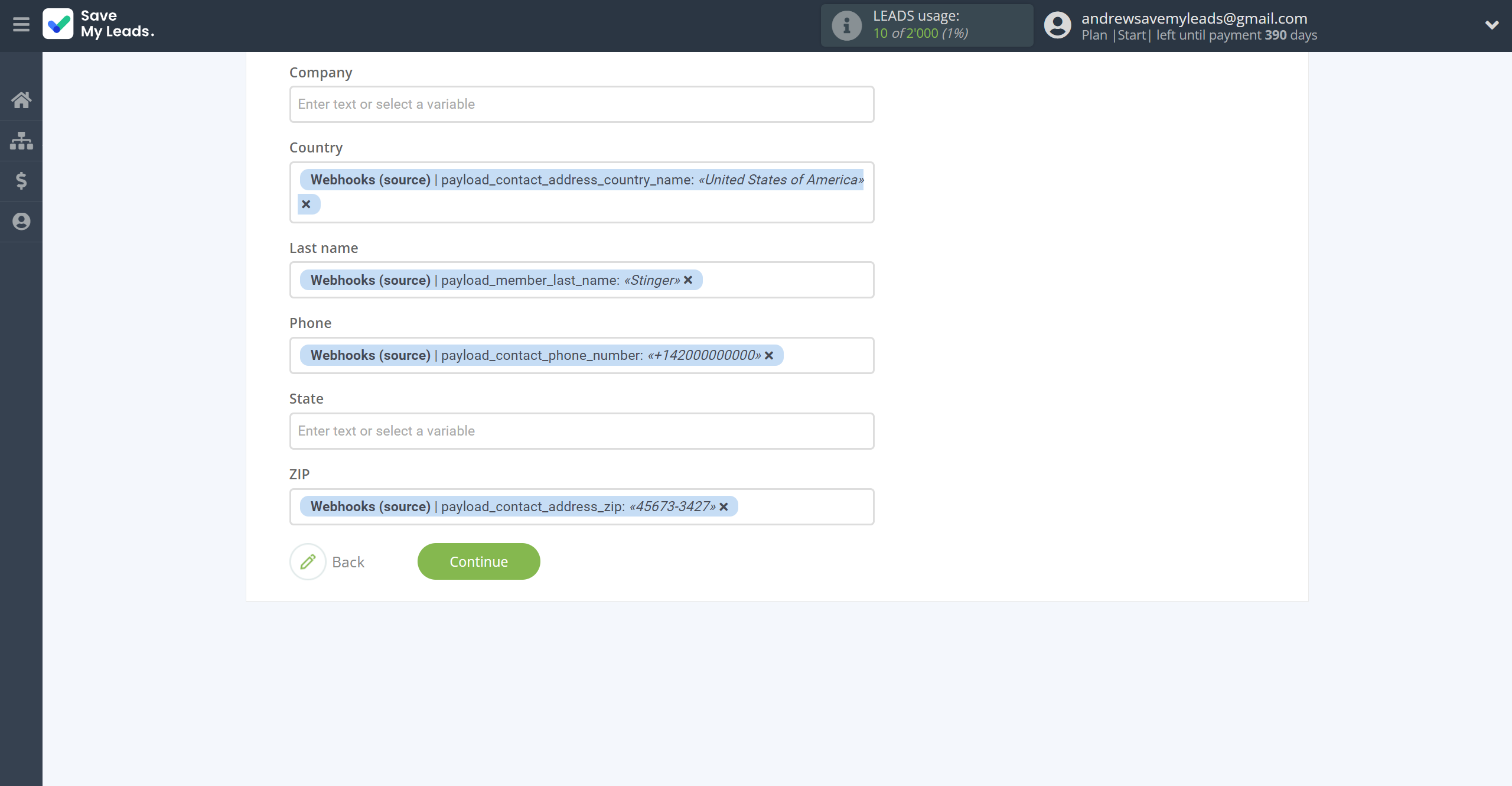 How to Connect Webhooks with MailerLite | Assigning fields