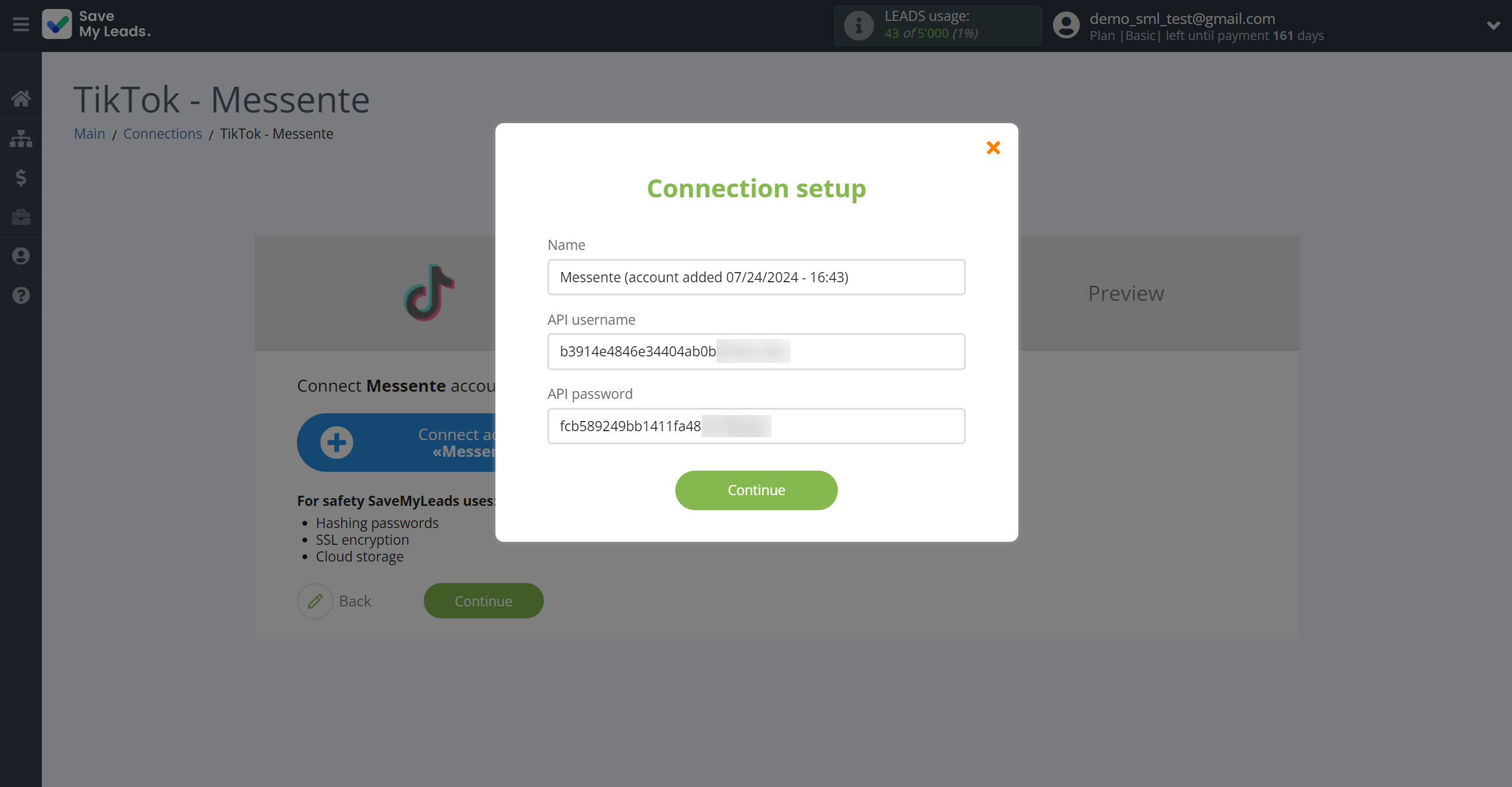 How to Connect TikTok with Messente | Data Destination account connection