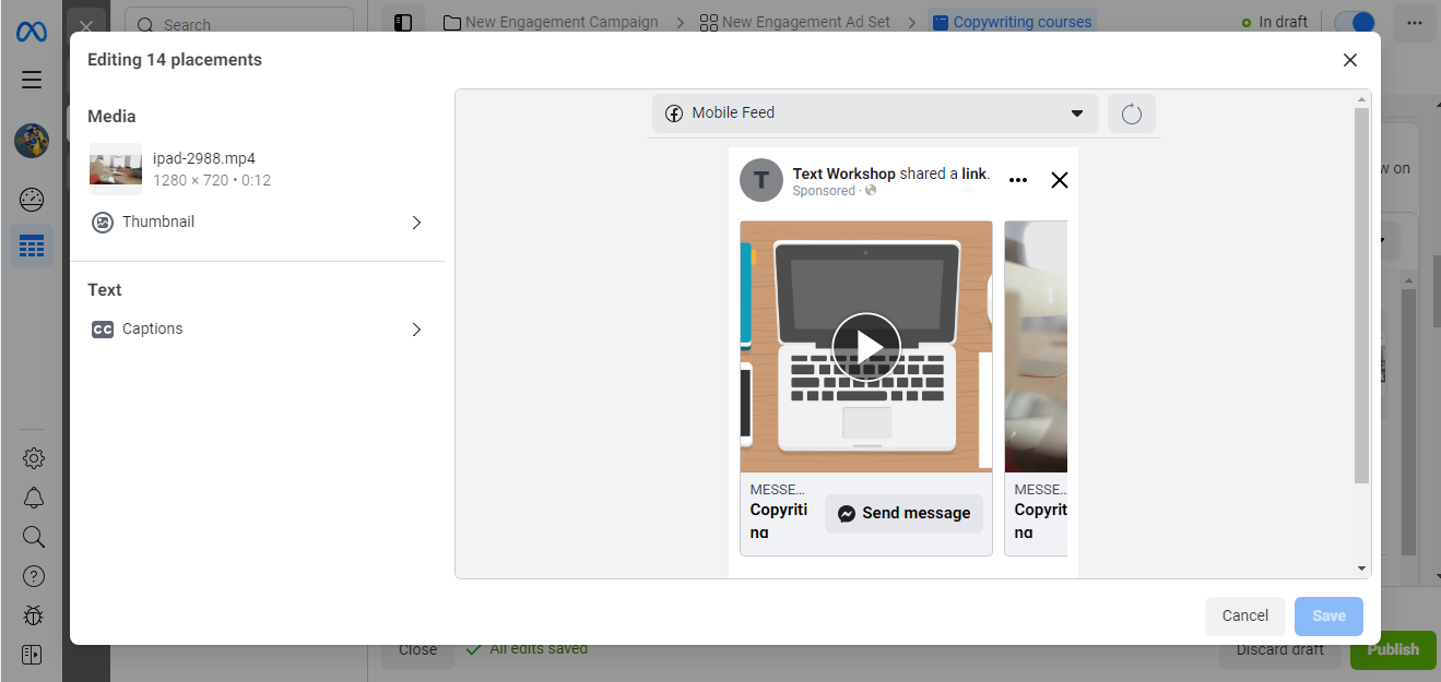 How to add video to ads on Facebook | Thumbnail and captions