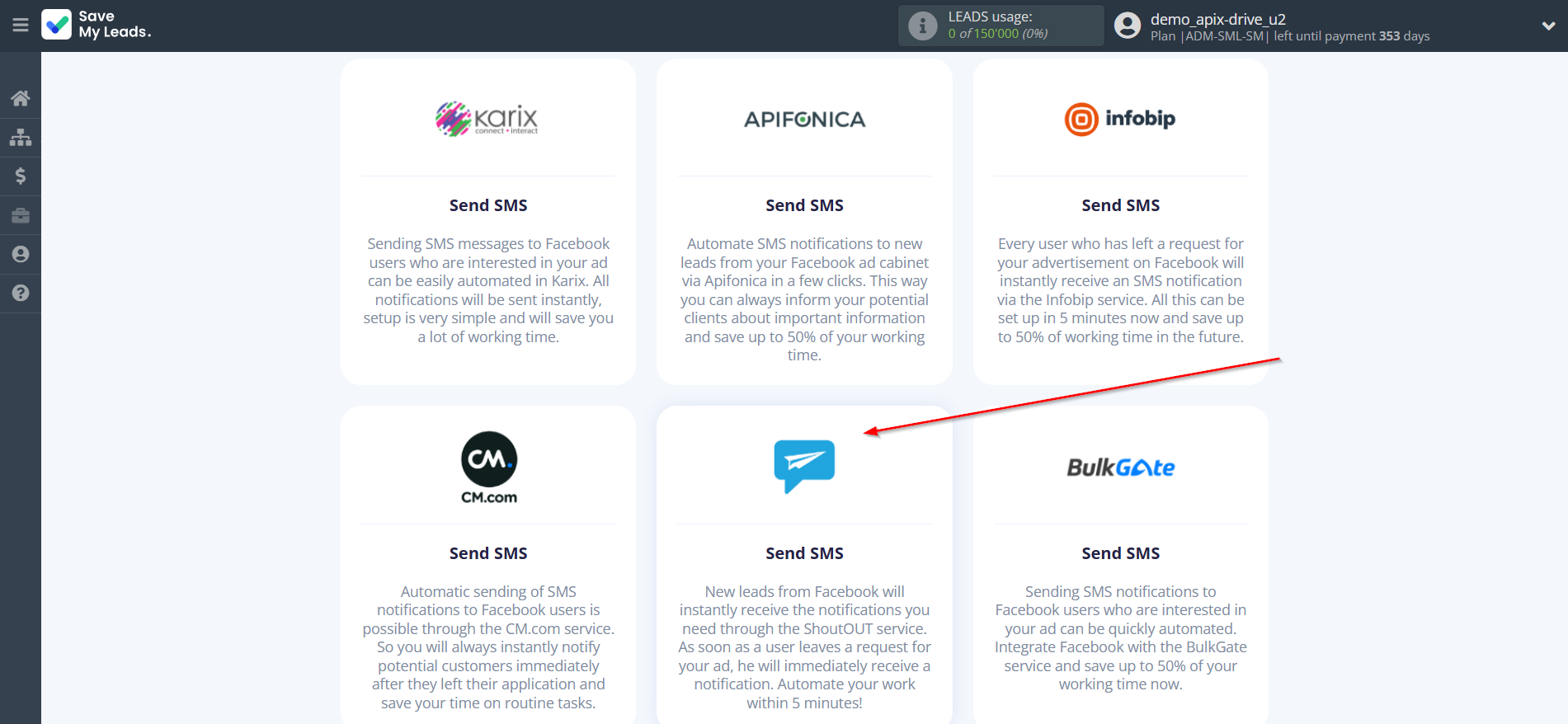 How to Connect Facebook with ShoutOUT | Data Destination system selection How to Connect Facebook with ShoutOUT | Data Destination system selection