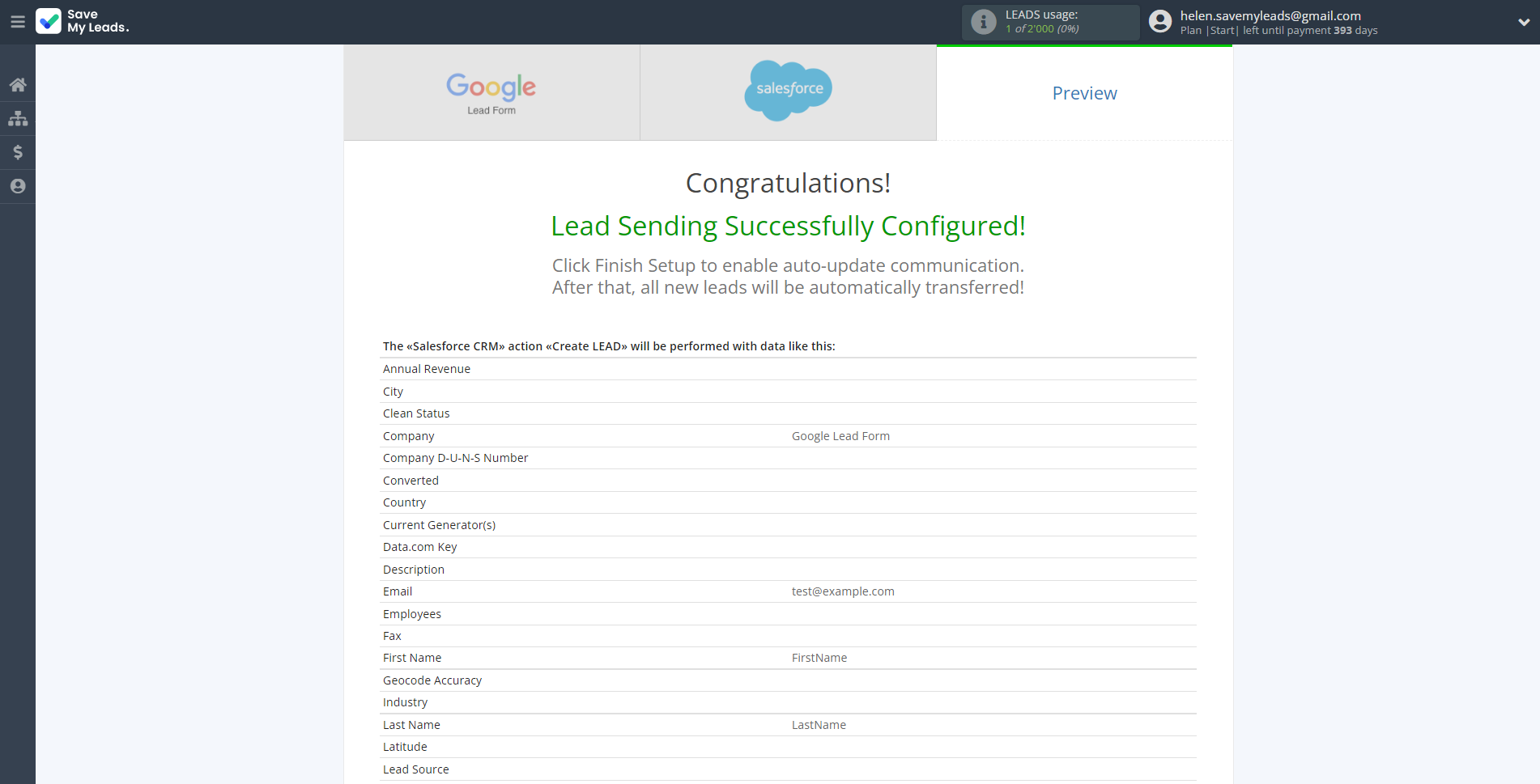 How to Connect Google Lead Form with Salesforce CRM Create Lead | Test data