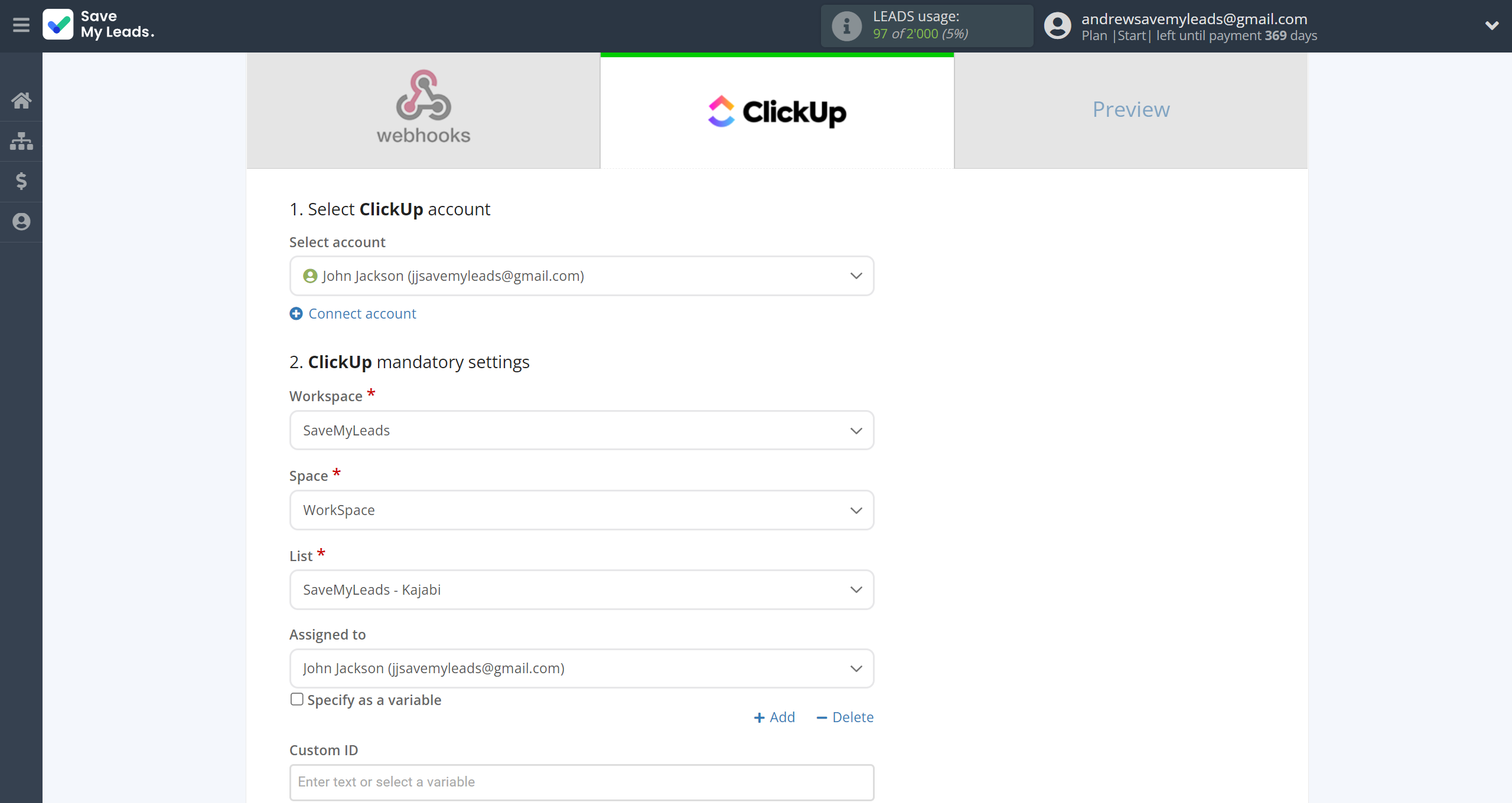 How to Connect Webhooks with ClickUp | Assigning fields