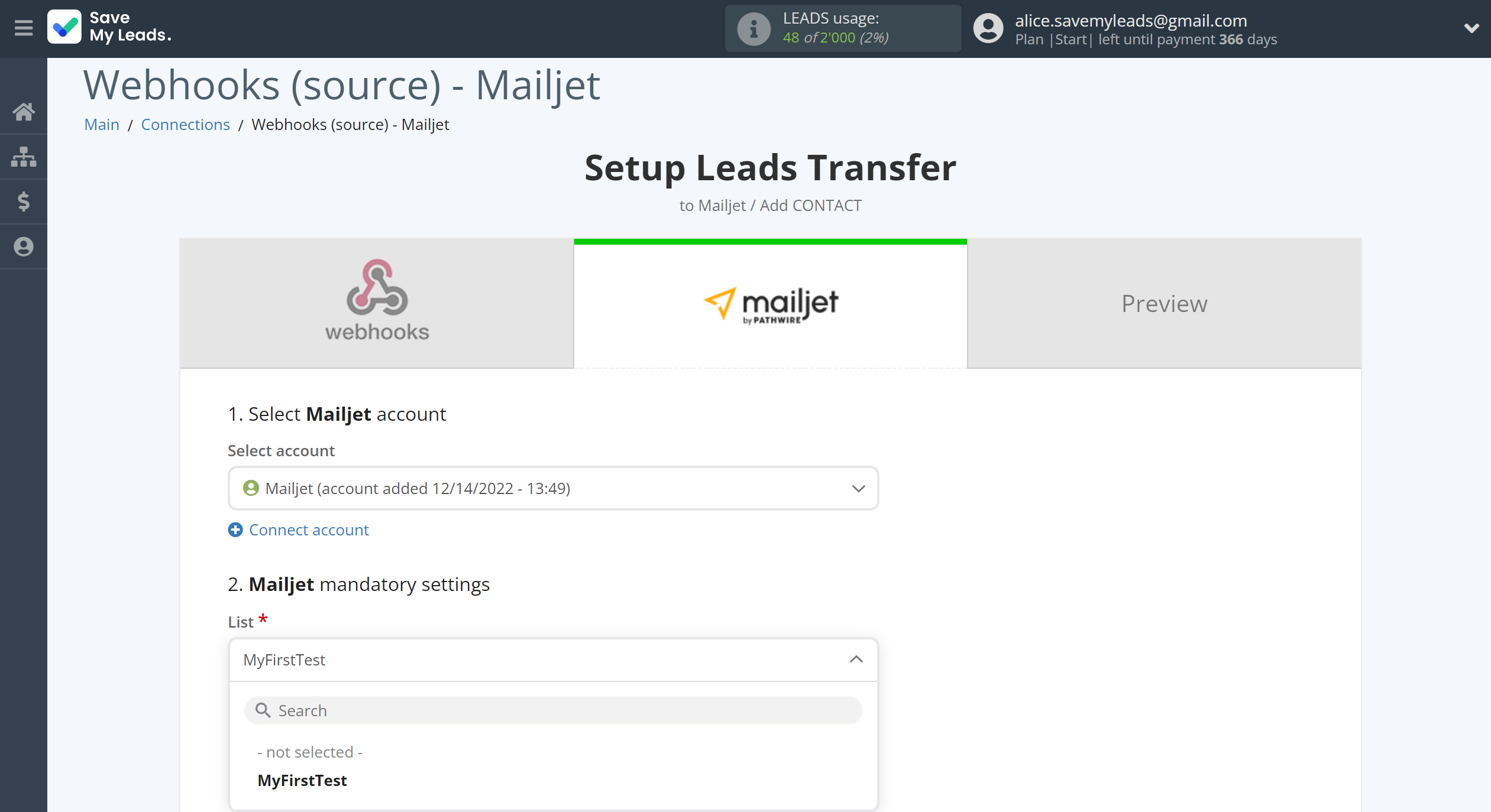 How to Connect Webhooks with Mailjet | Assigning fields