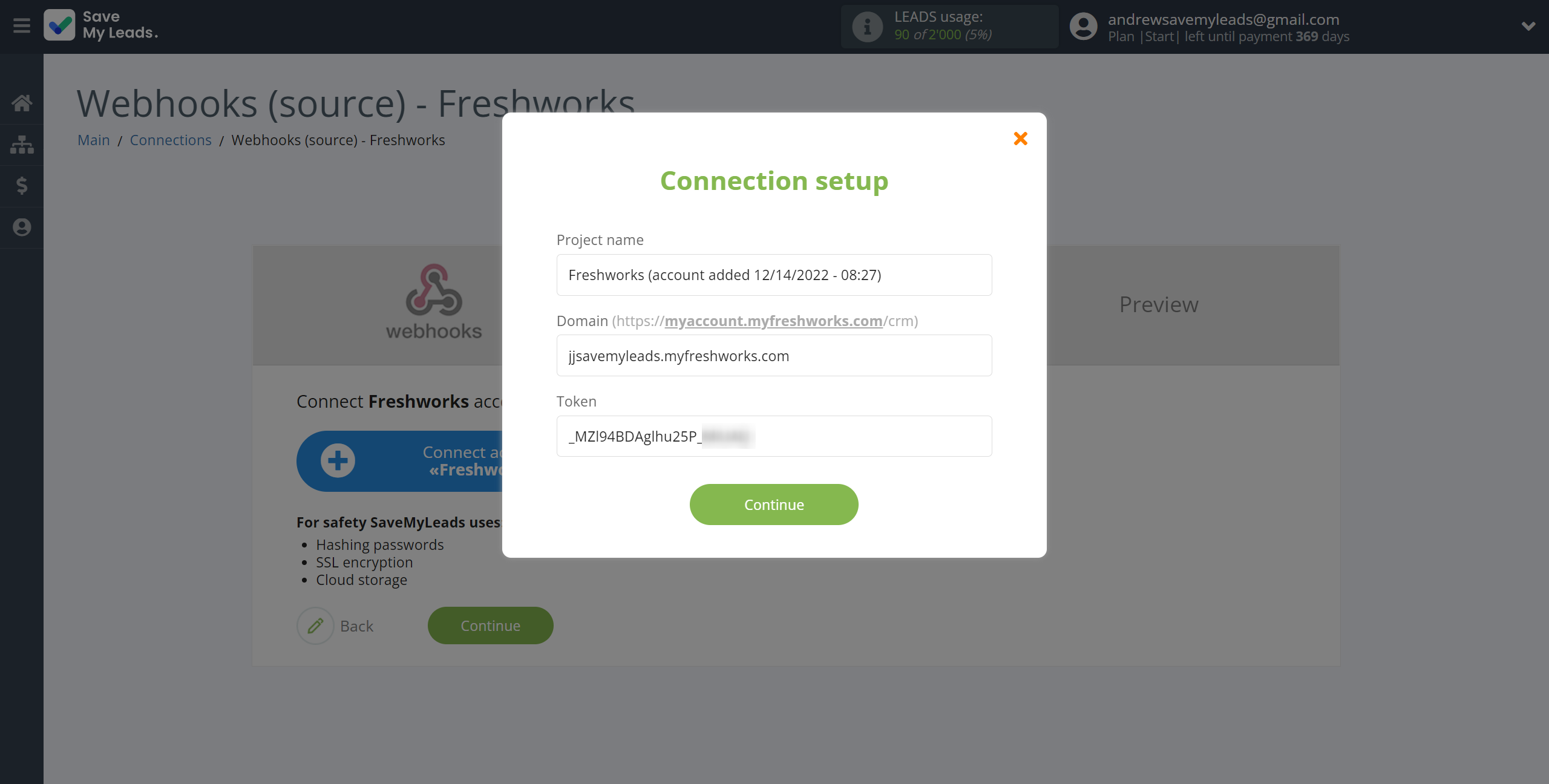 How to Connect Webhooks with Freshworks Create Contacts | Data Destination account connection