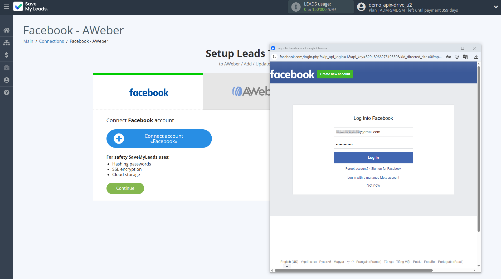 How to Connect Facebook with AWeber | Data Source account