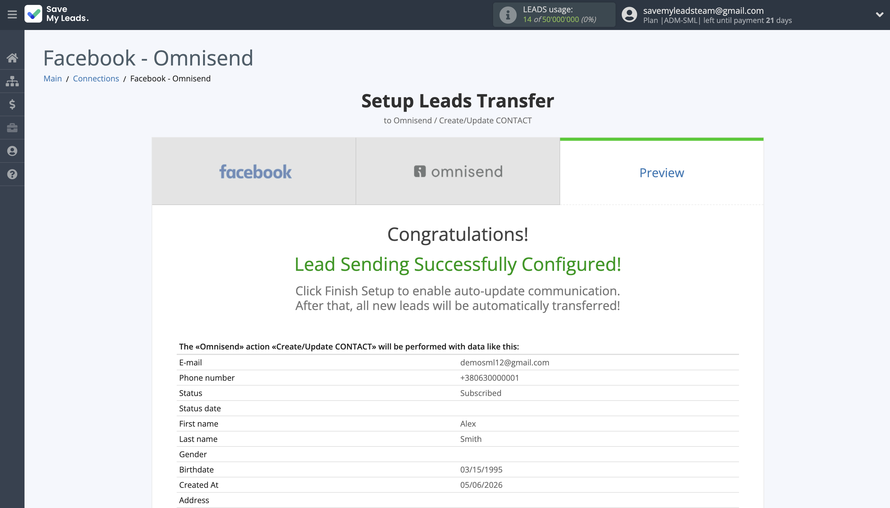 How to Connect Facebook with Omnisend Create Contact | Test data How to Connect Facebook with Omnisend Create Contact | Test data