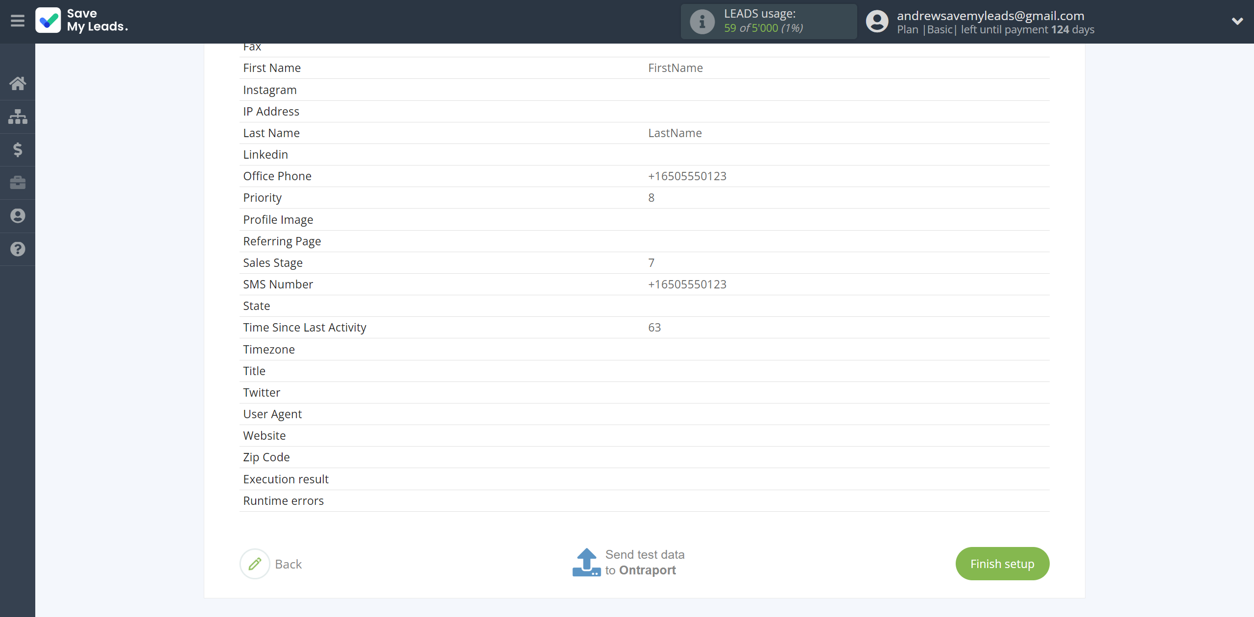 How to Connect Google Lead Form with Ontraport | Test data