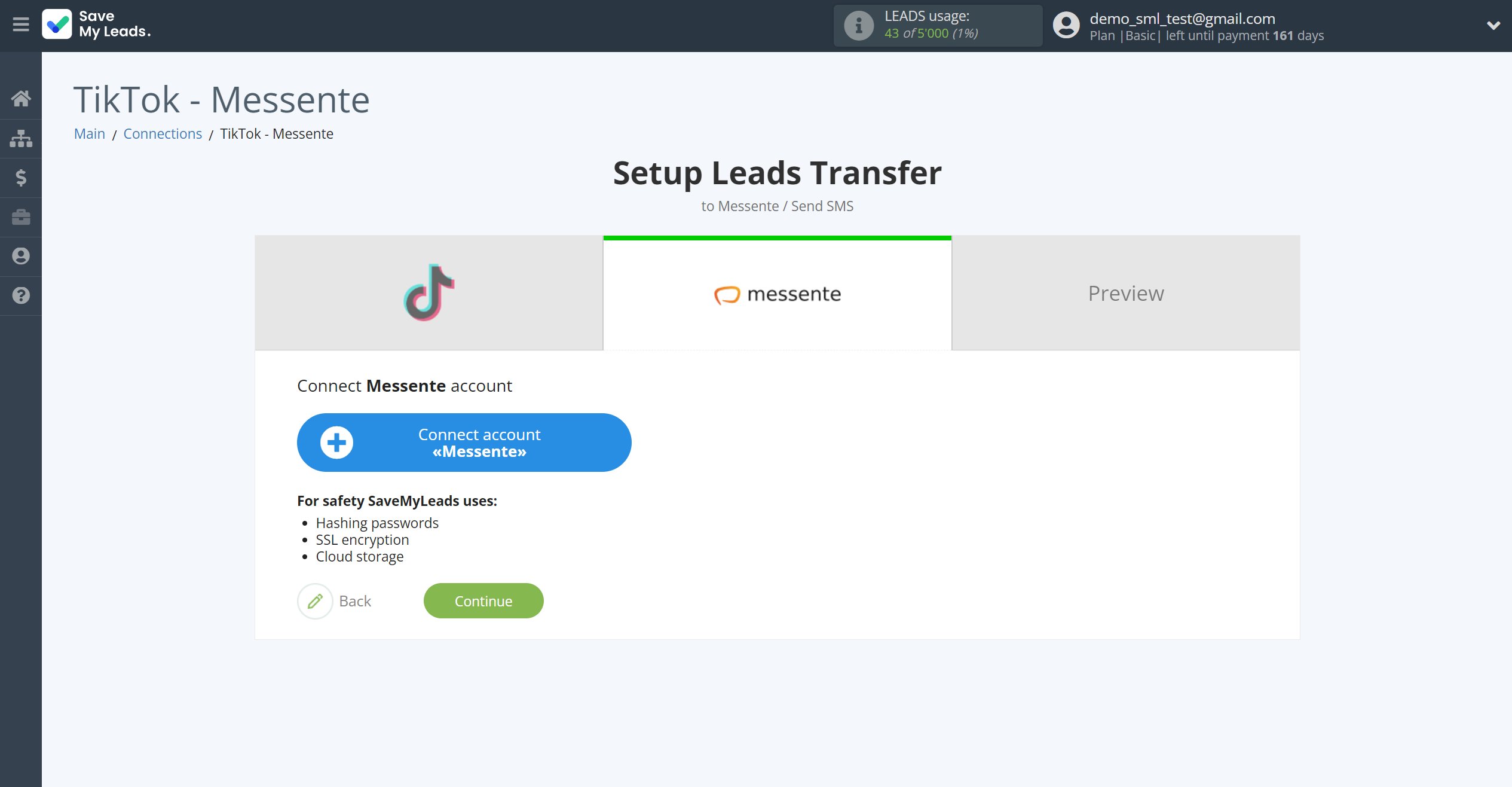 How to Connect TikTok with Messente | Data Destination account connection