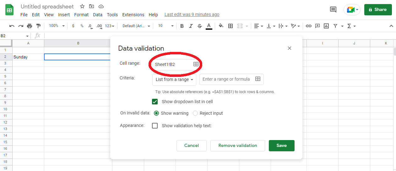 How to Create Drop Down List in Google Sheets | Make sure that there is a cell you need or a range of them