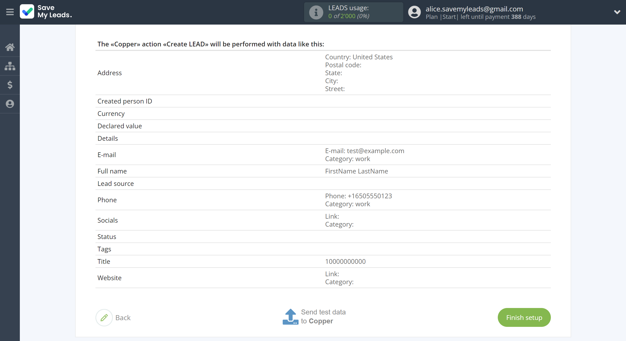 How to Connect Google Lead Form with Copper Create Lead | Test data