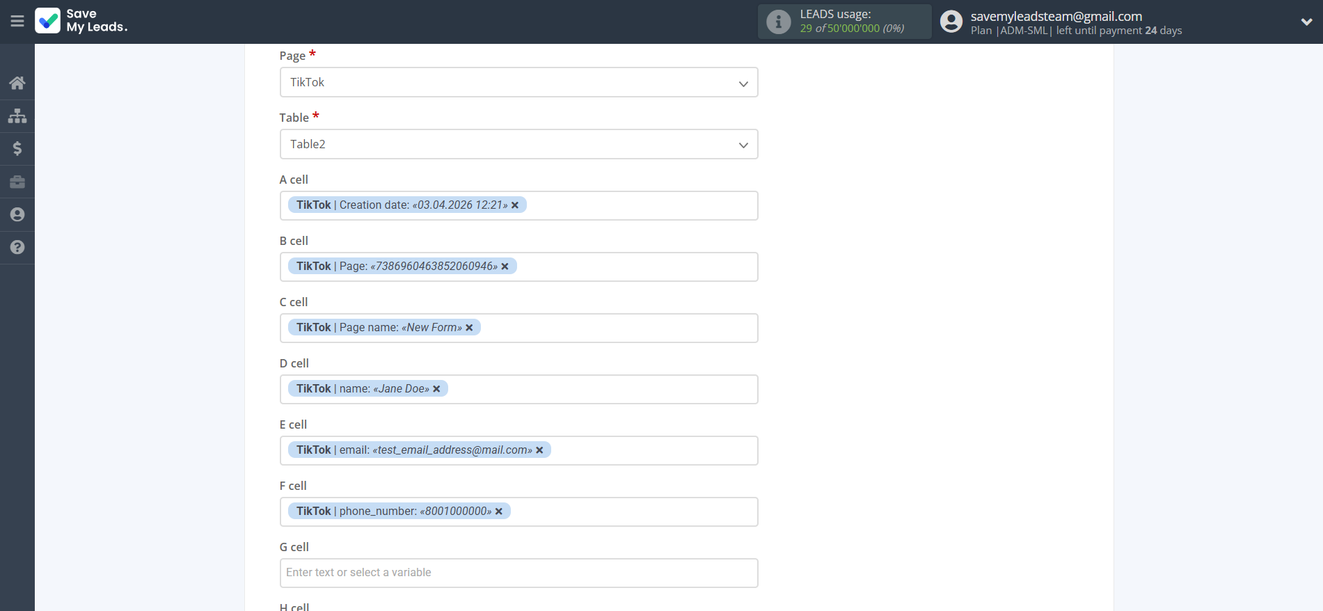 How to Connect TikTok with Rows Add Row | Assigning fields How to Connect TikTok with Rows Add Row | Assigning fields