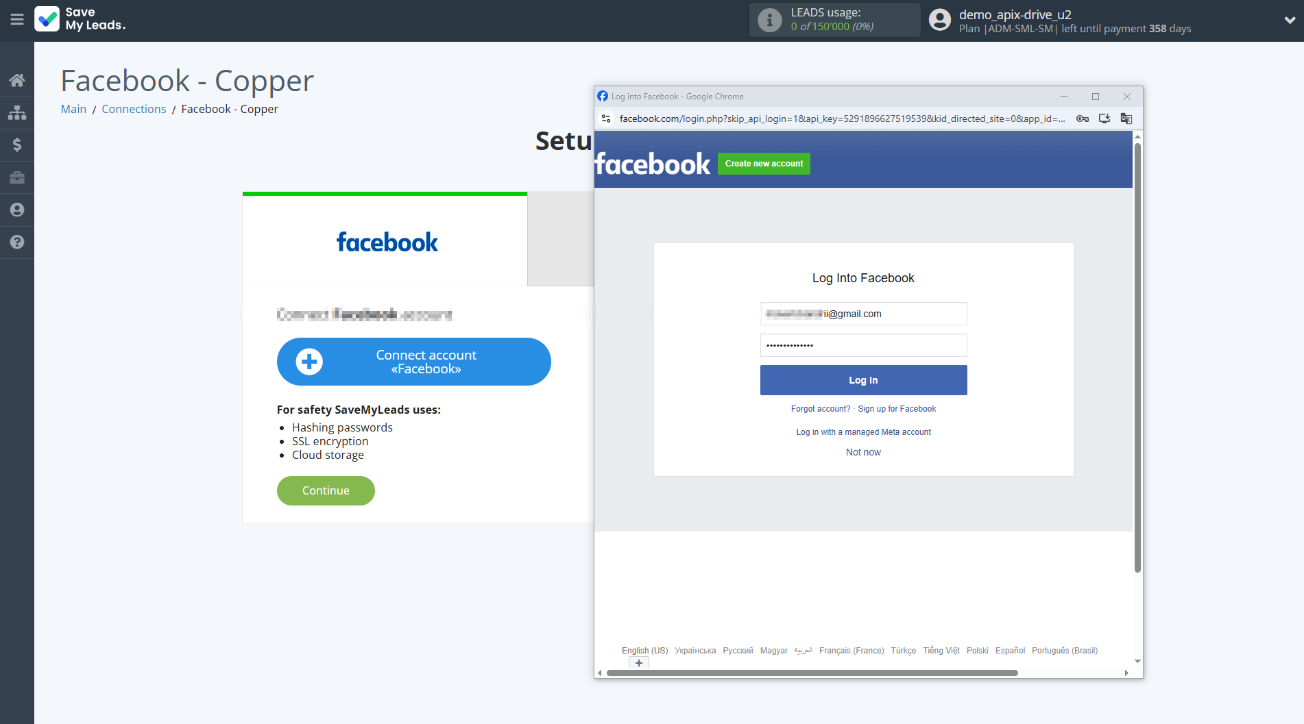 How to Connect Facebook with Copper Create Lead | Data Source account connection