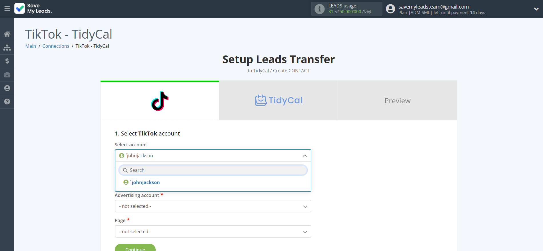 How to Connect TikTok with TidyCal Create Contacts | Data Source account selection How to Connect TikTok with TidyCal Create Contacts | Data Source account selection