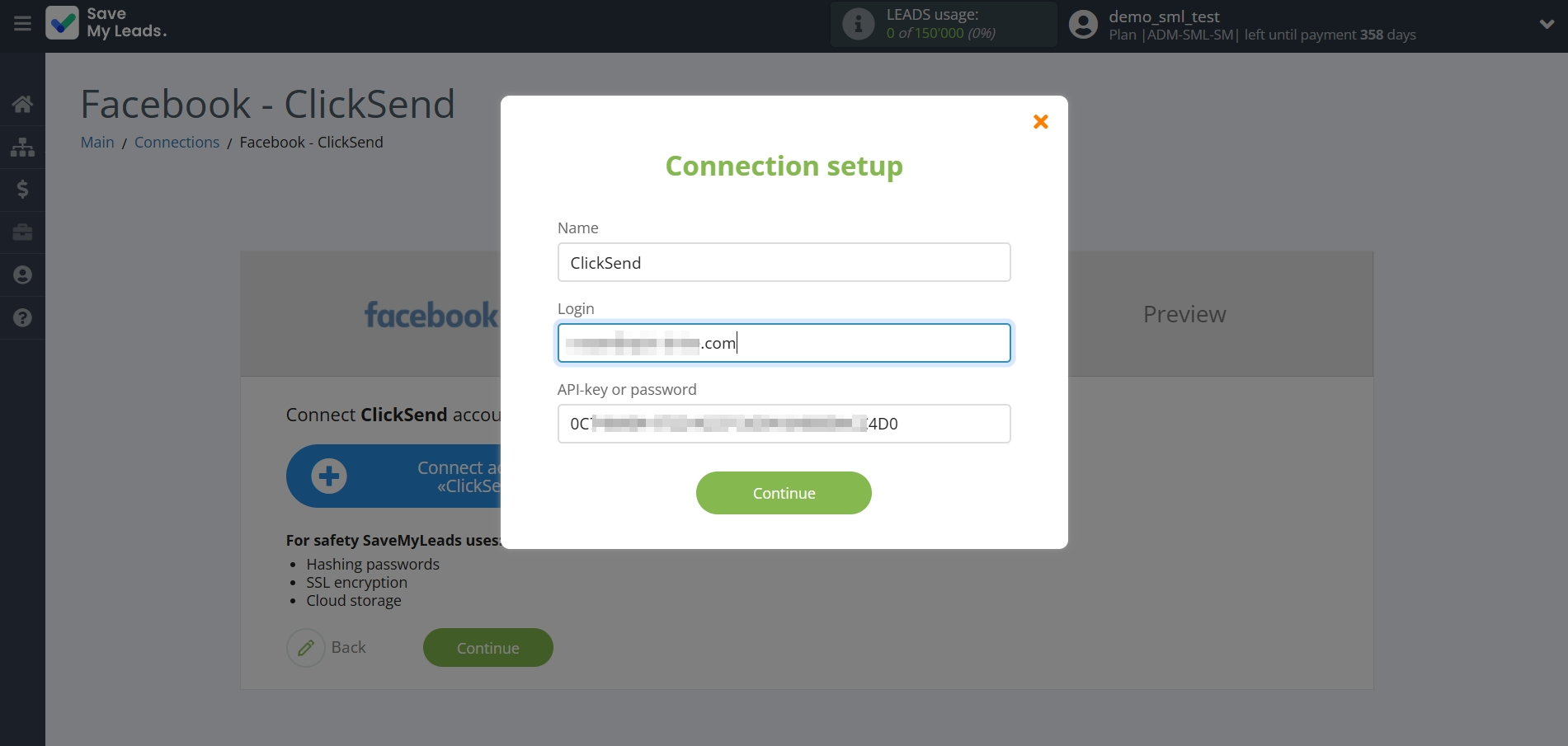 How to Connect Facebook with ClickSend Add Contacts | Data Destination account connection