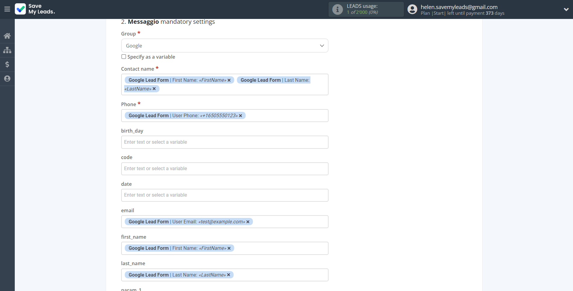 How to Connect Google Lead Form with Messaggio | Assigning fields