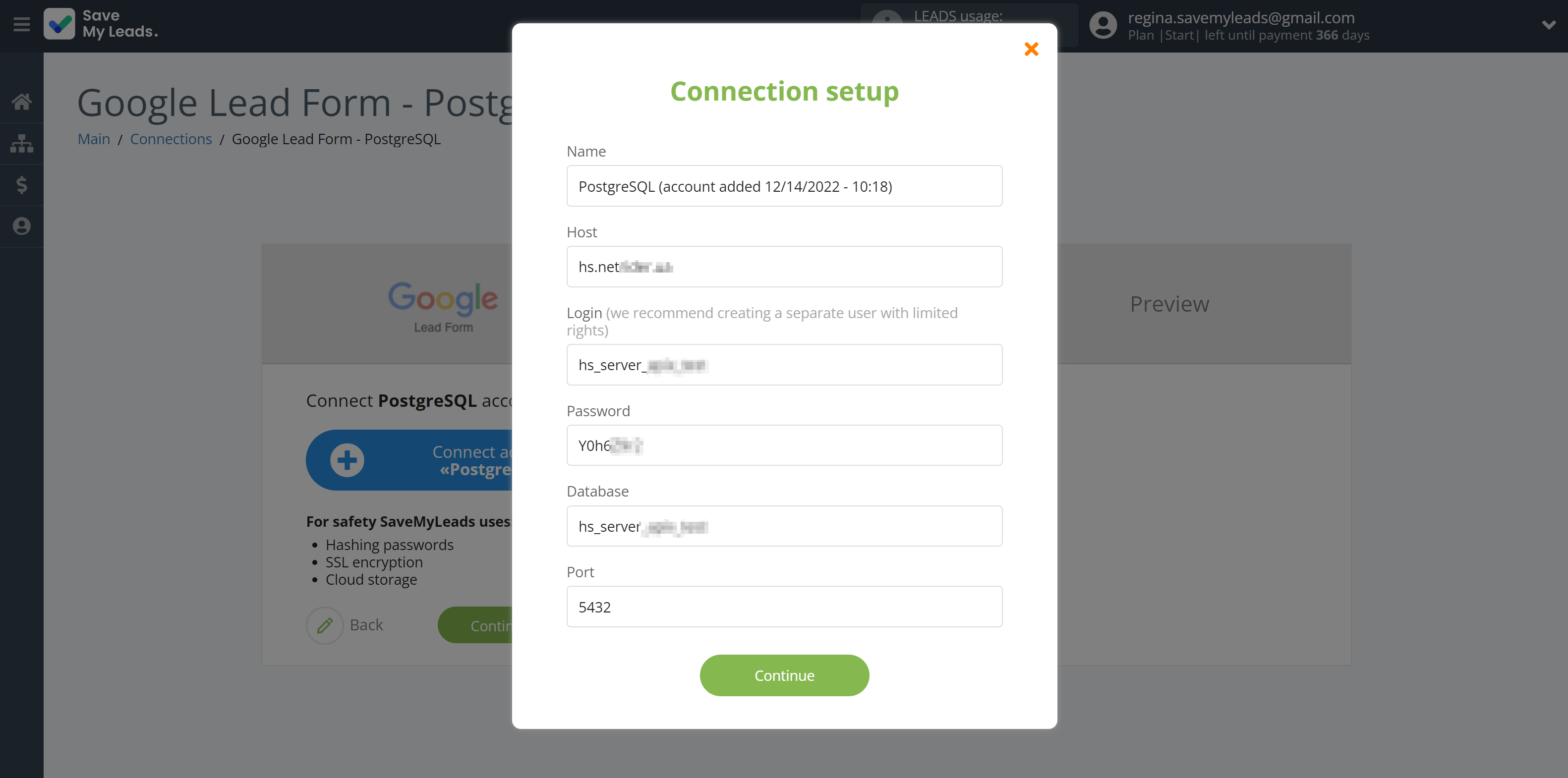 How to Connect Google Lead Form with PostgreSQL | Data Destination account connection