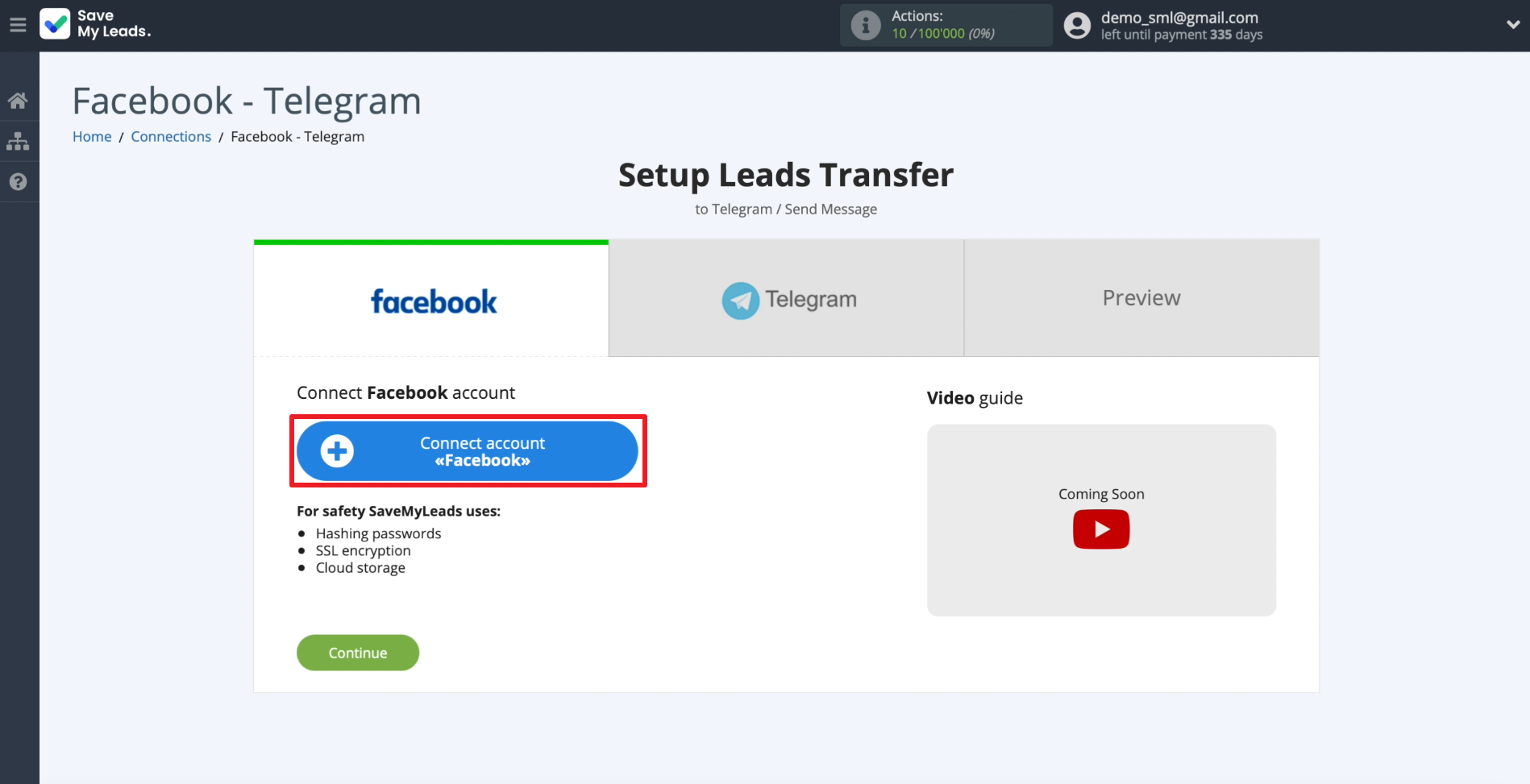 How to set up the upload of new leads from a Facebook advertising account in Telegram | Connect your Facebook profile