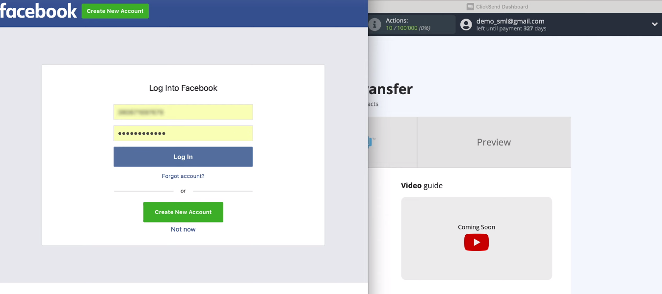 Facebook and ClickSend integration |&nbsp;Get authorization in Facebook