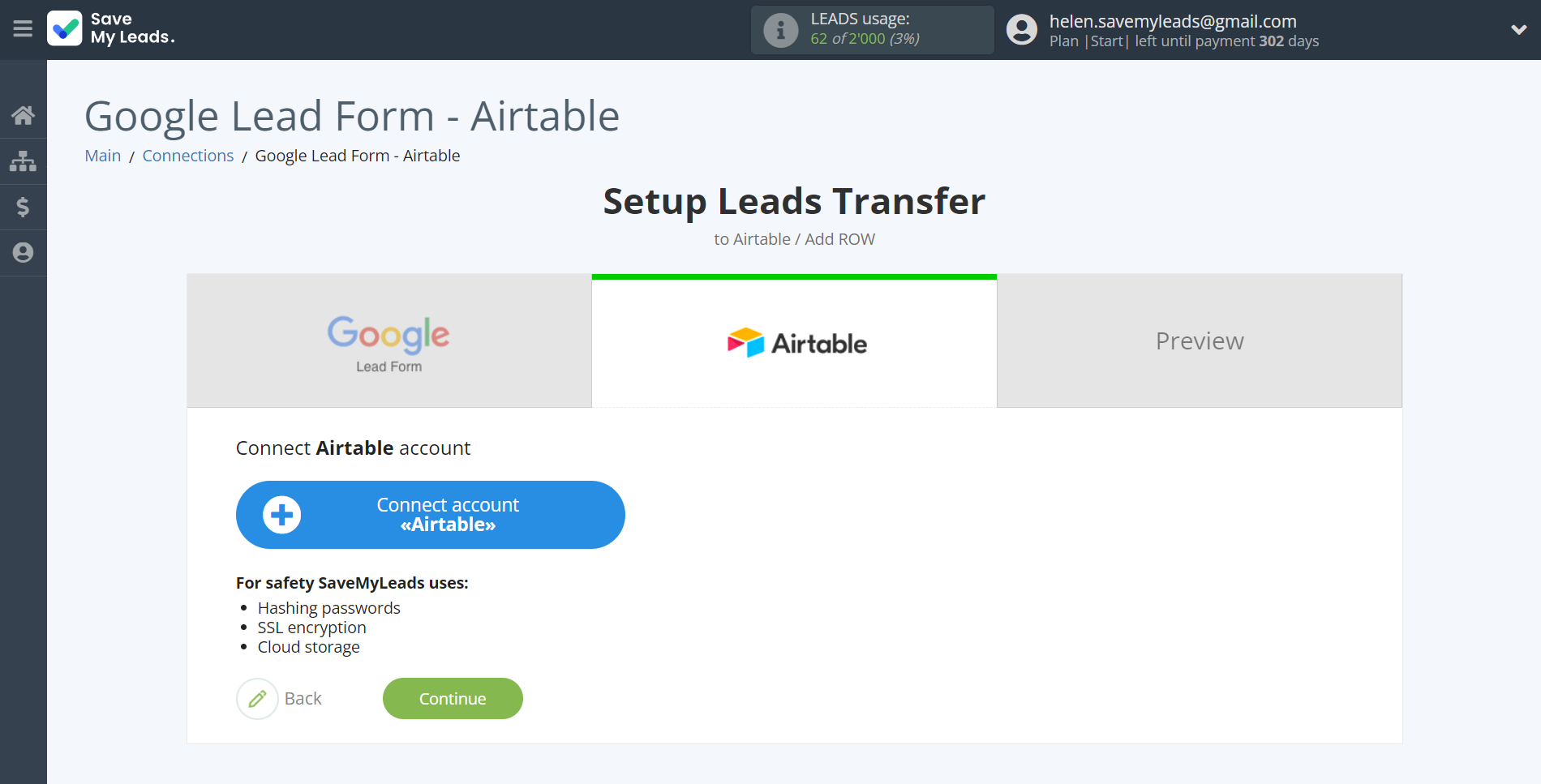 How to Connect Google Lead Form with AirTable | Data Destination account connection