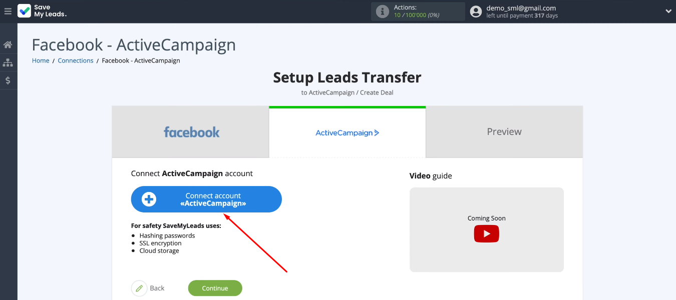 Facebook and ActiveCampaign integration | Add an ActiveCampaign account