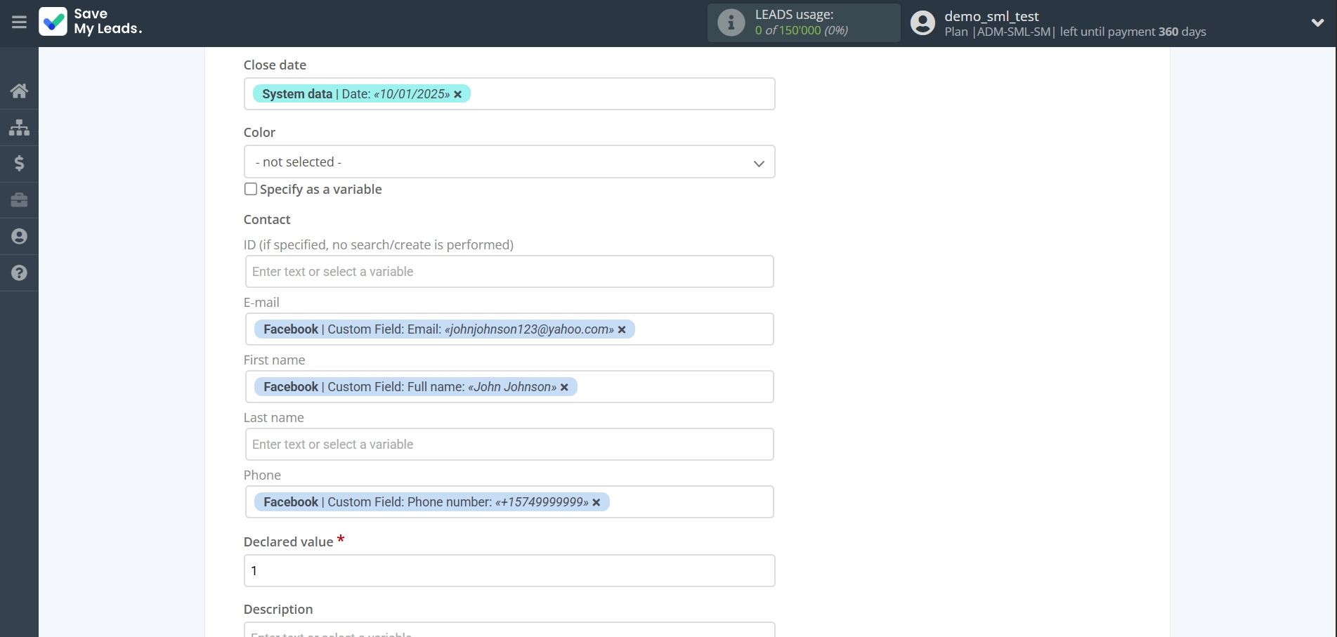 How to Connect Facebook with AgileCRM Create Deal | Assigning fields