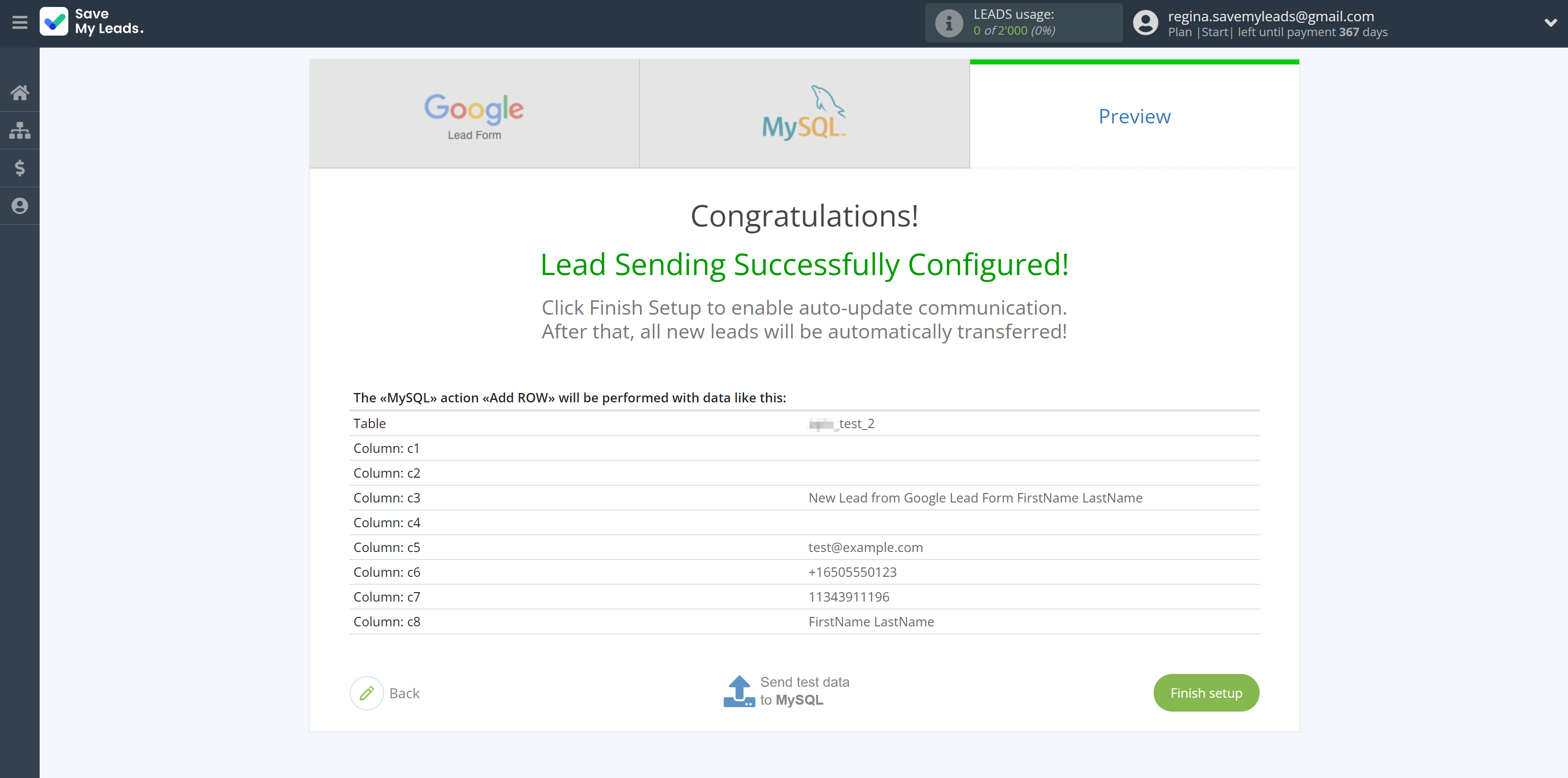 How to Connect Google Lead Form with MySQL | Test data