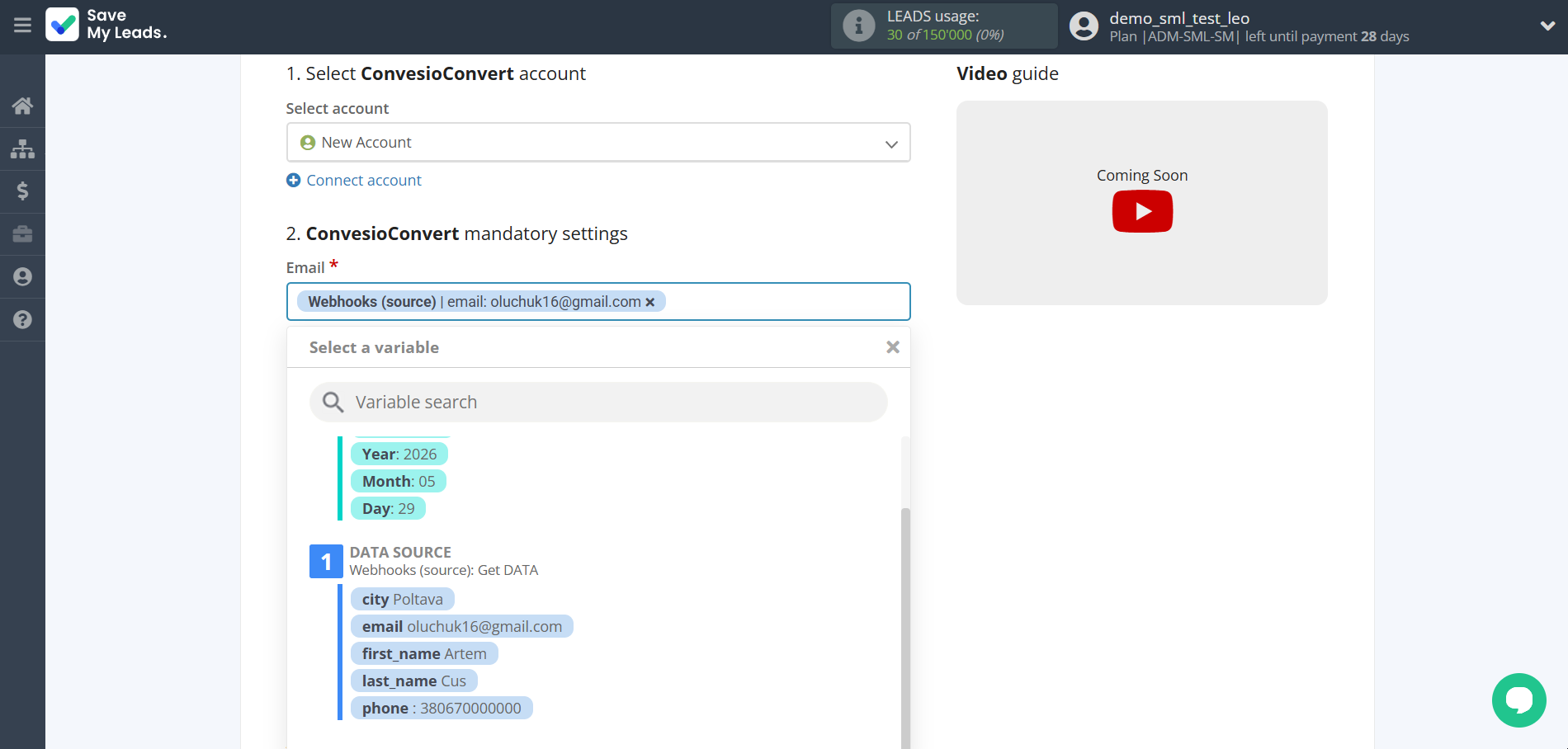 How to Connect Webhooks with ConvesioConvert | Assigning fields