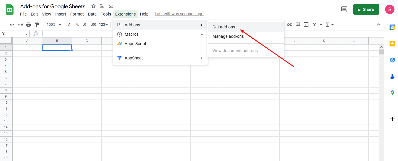 Extensions in Google Sheets | Get add-ons<br>