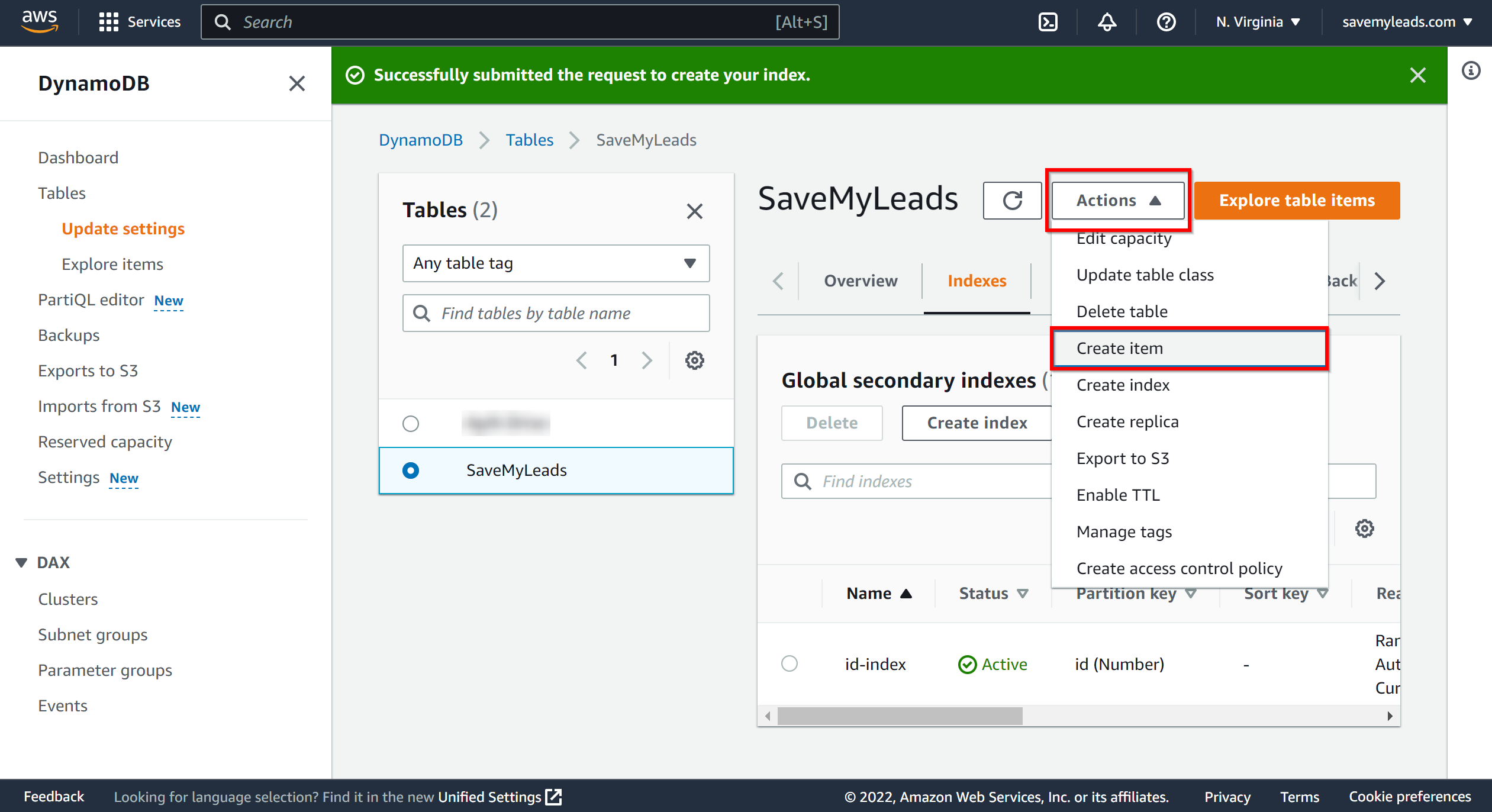 How to Connect Google Lead Form with Amazon DynamoDB | Creating table