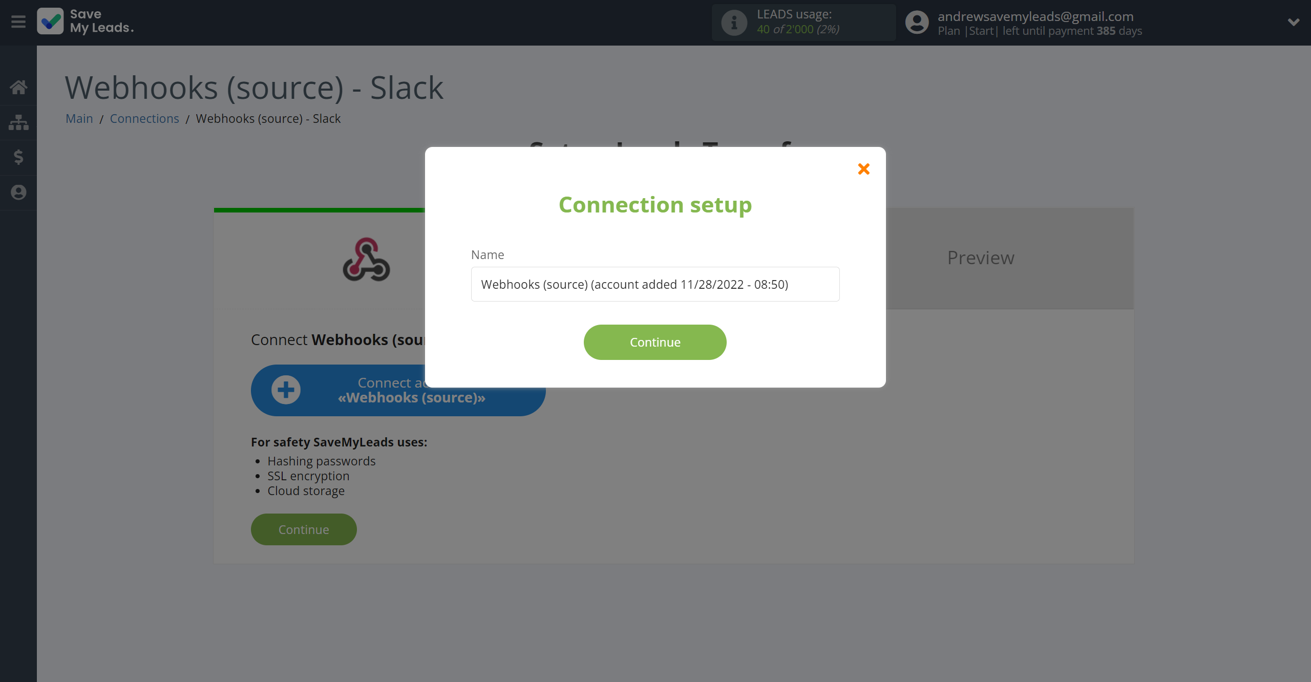 How to Connect Webhooks with Slack Channel Notification | Data Source account connection