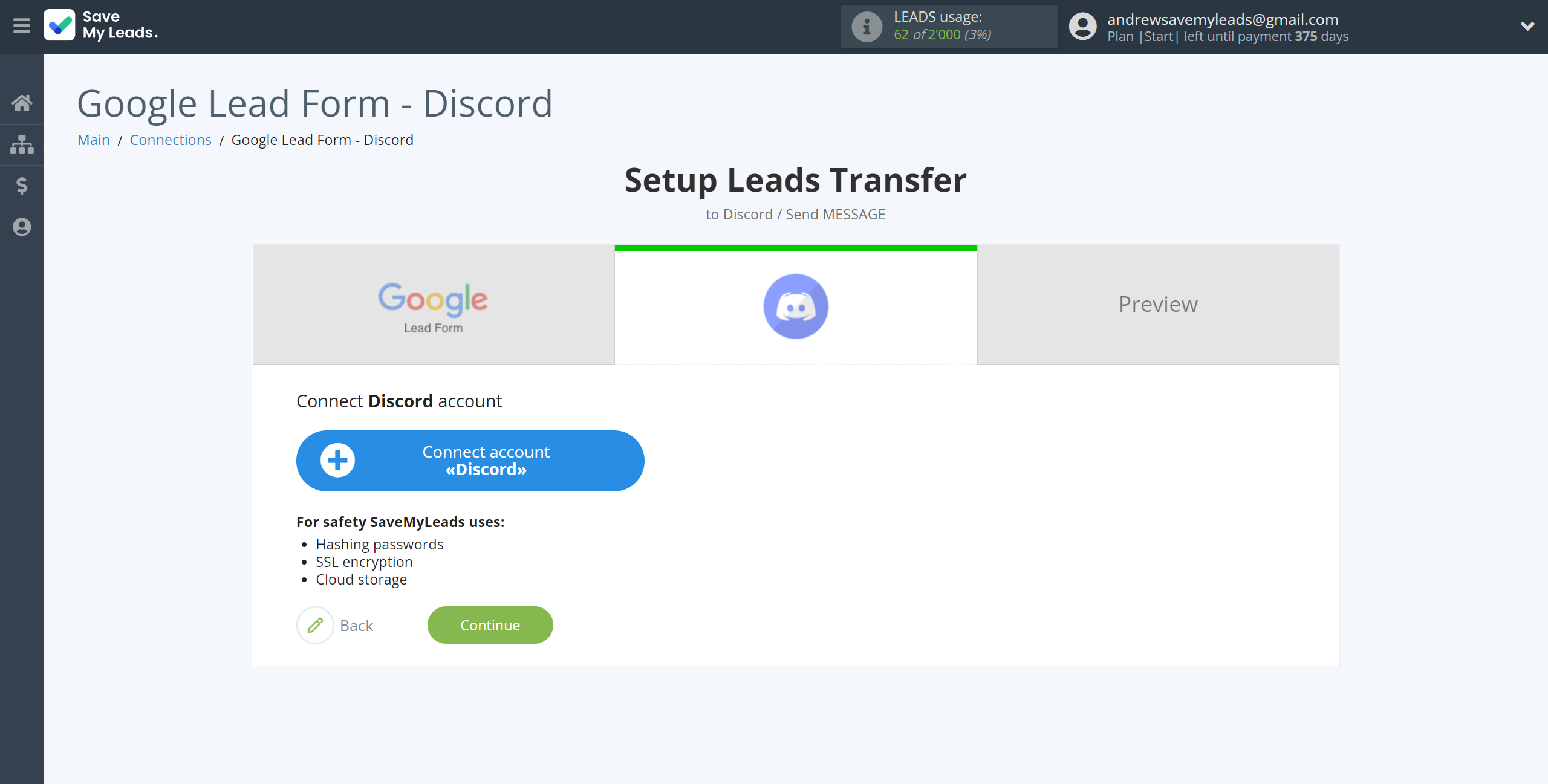 How to Connect Google Lead Form with Discord | Data Destination account connection