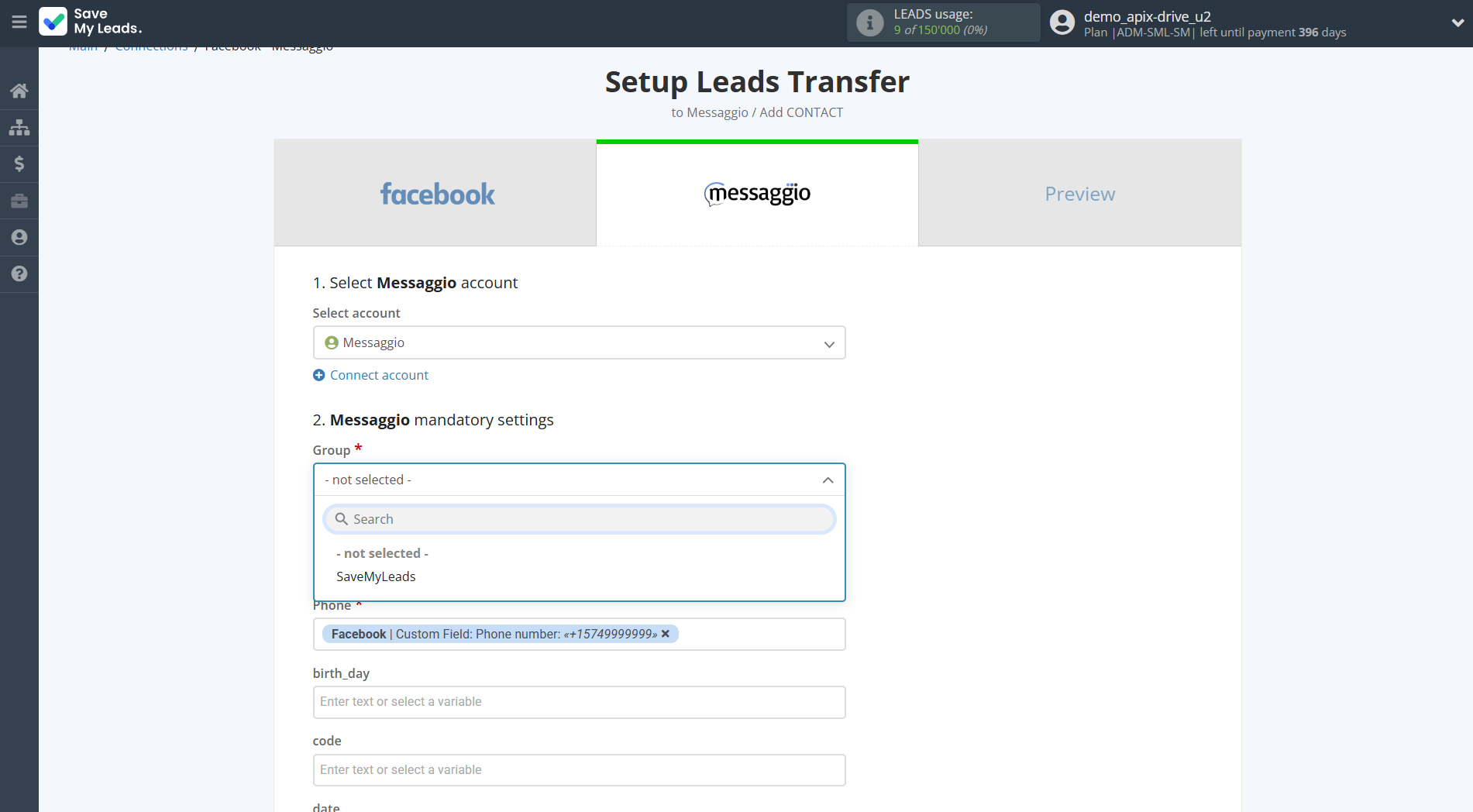 How to Connect Facebook with Messaggio | Assigning fields How to Connect Facebook with Messaggio | Assigning fields