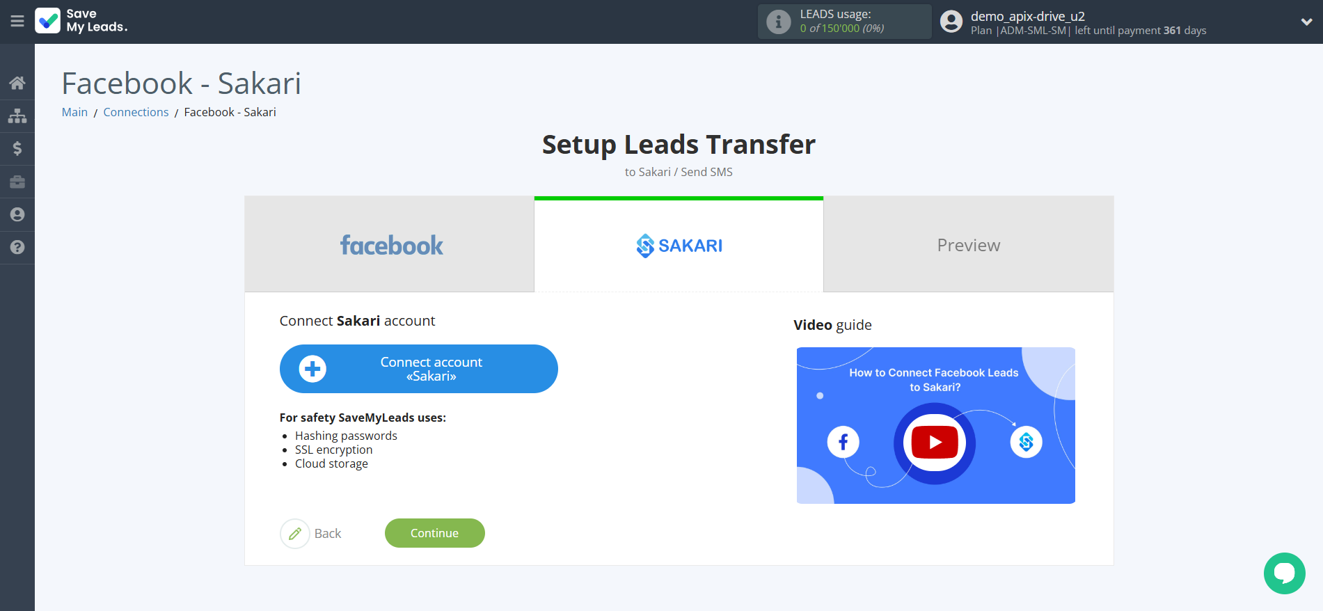 How to Connect Facebook with Sakari | Data Destination account connection