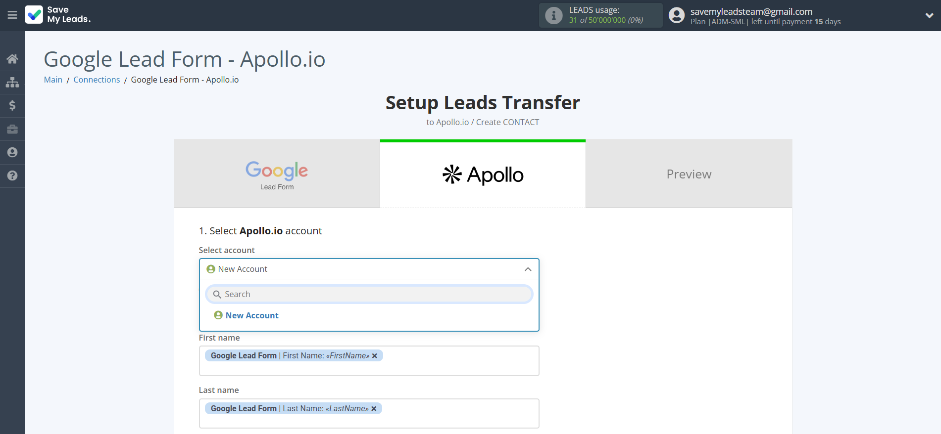 How to Connect Google Lead Form with Apollo.io Create Contacts | Data Destination account selection How to Connect Google Lead Form with Apollo.io Create Contacts | Data Destination account selection