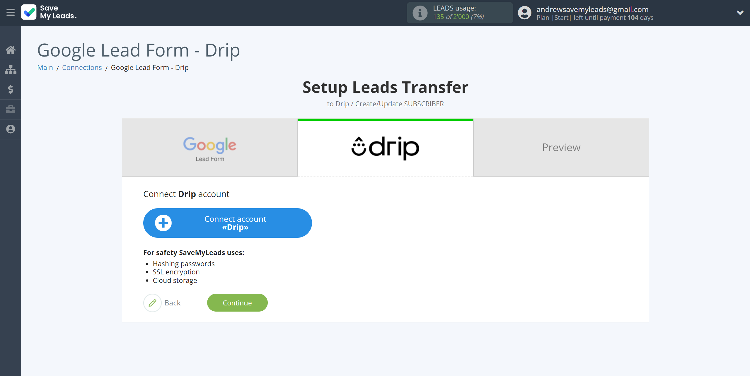 How to Connect Google Lead Form with Drip Create/Update Subscribers | Data Destination account connection