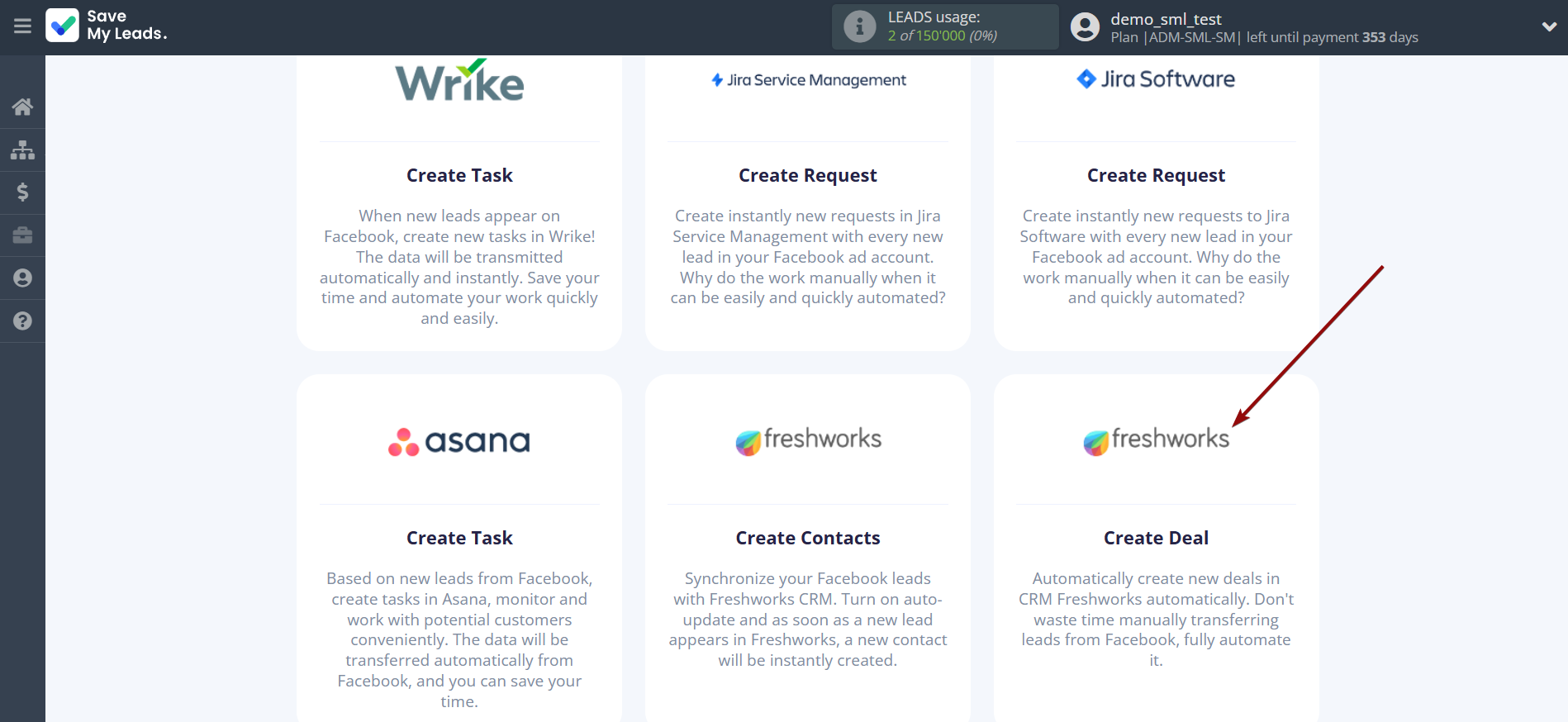 How to Connect Facebook with Freshworks Create Deal | Data Destination system selection How to Connect Facebook with Freshworks Create Deal | Data Destination system selection